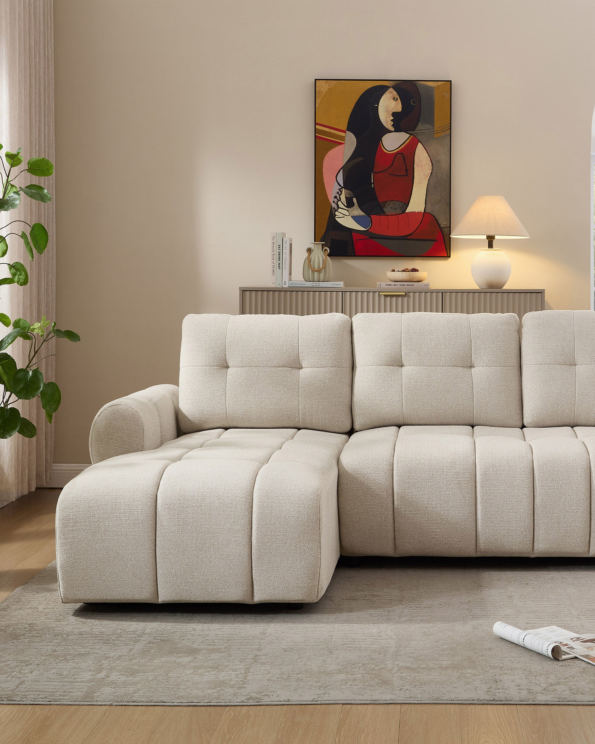 RAYLA chaise longue sofa bed with storage