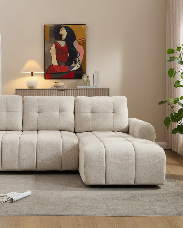 Sofá chaise longue RAYLA com cama e baú