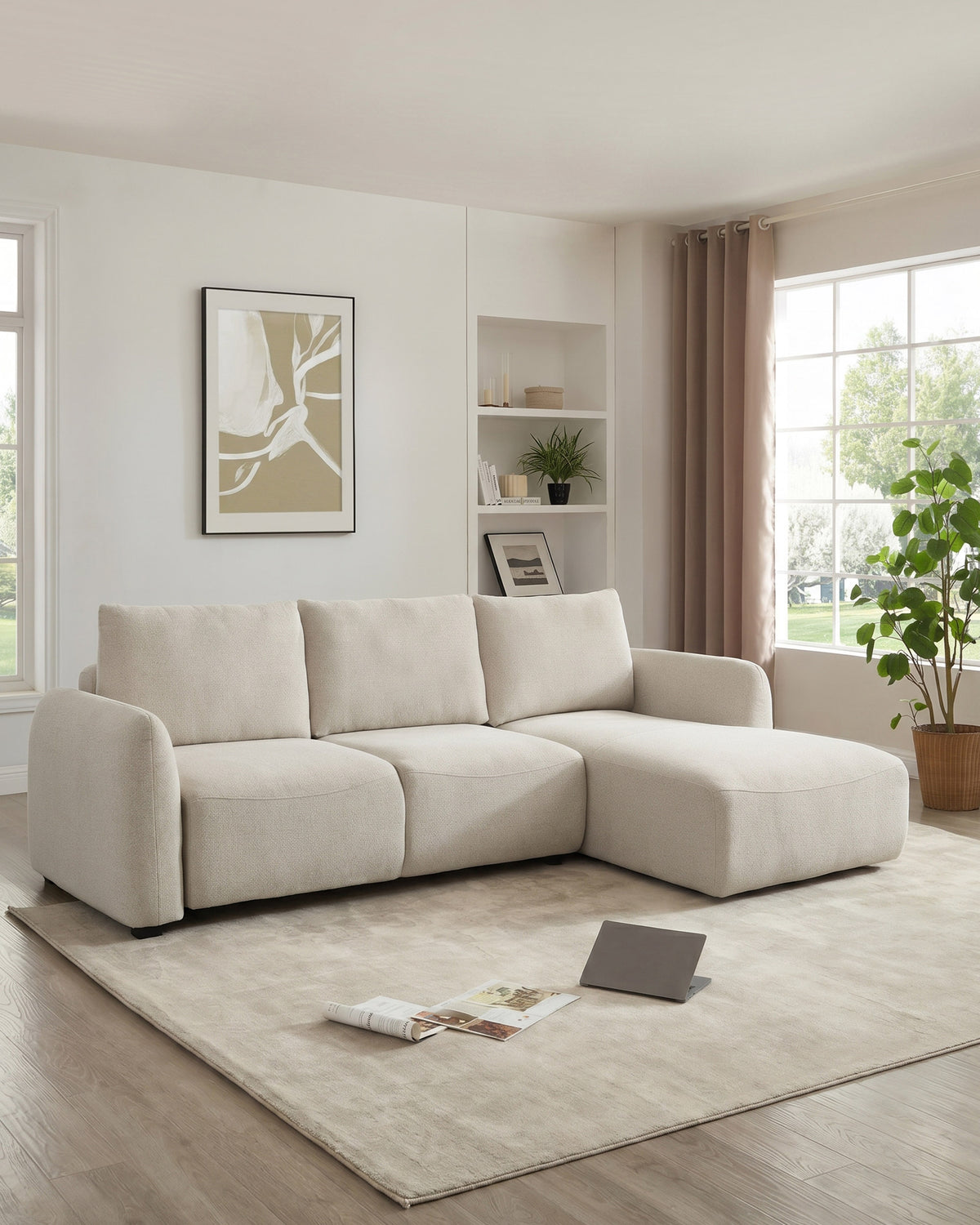TALLES chaise longue sofa bed with storage