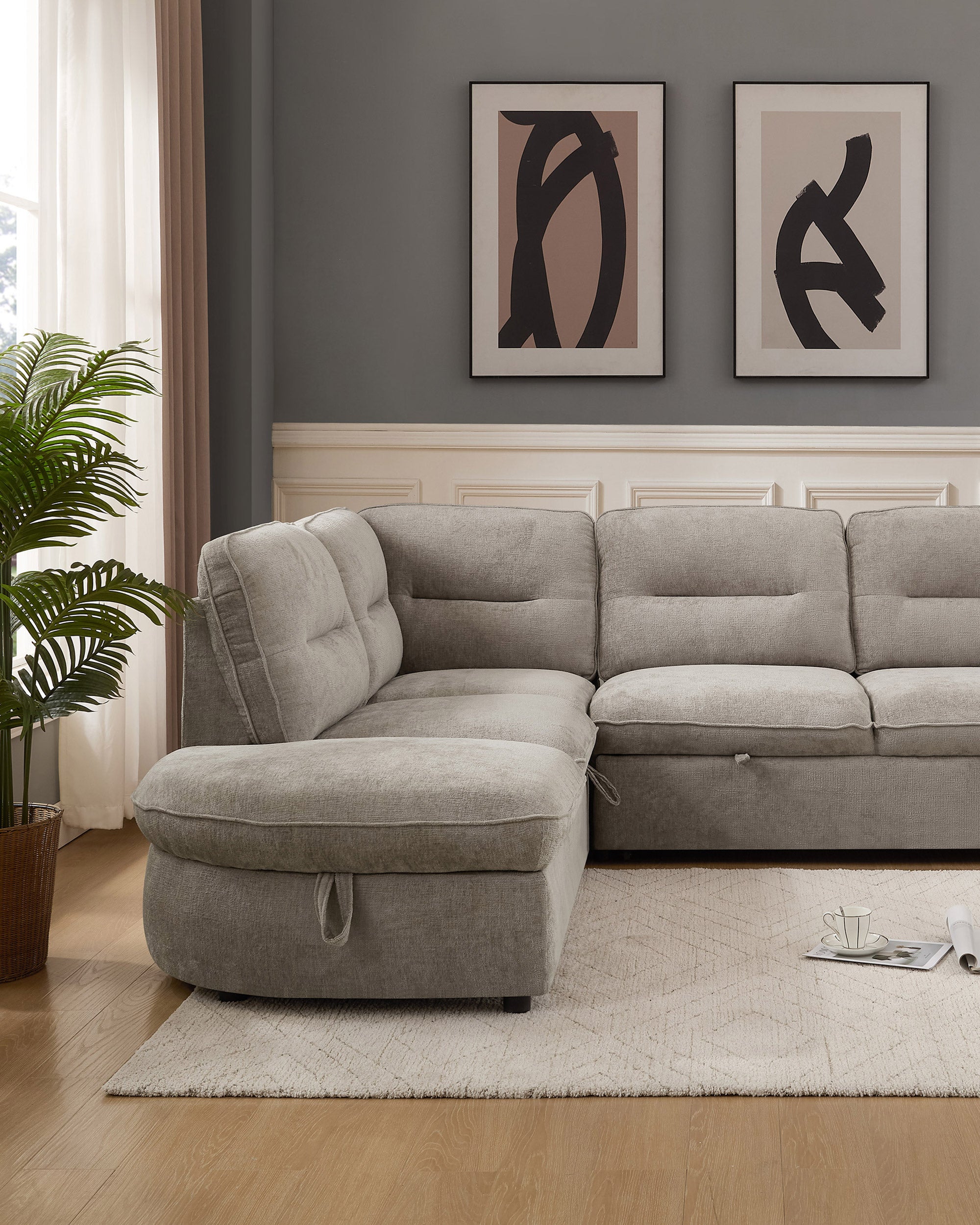 VIANA corner sofa with bed and storage chest