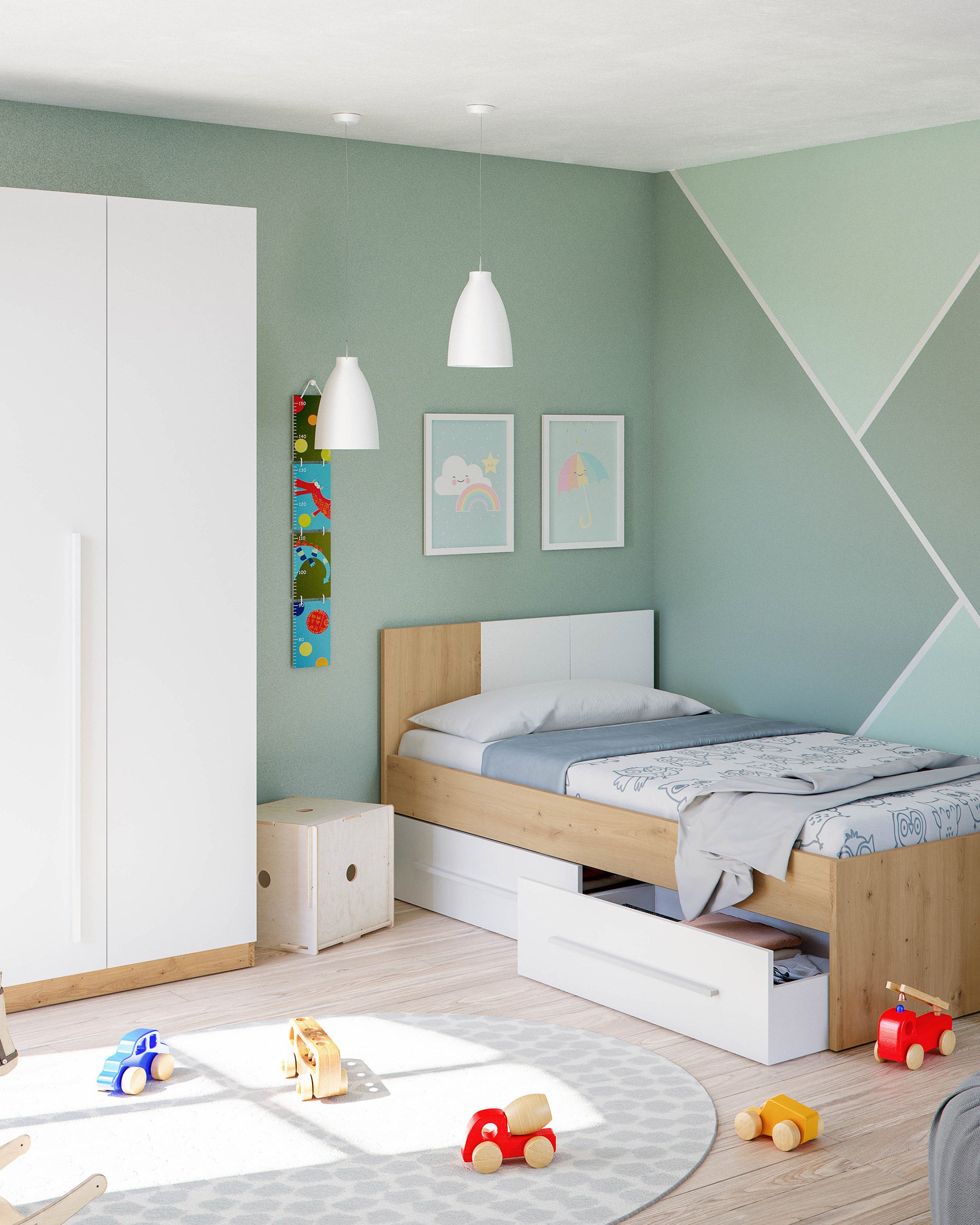 NOA single bed with drawers
