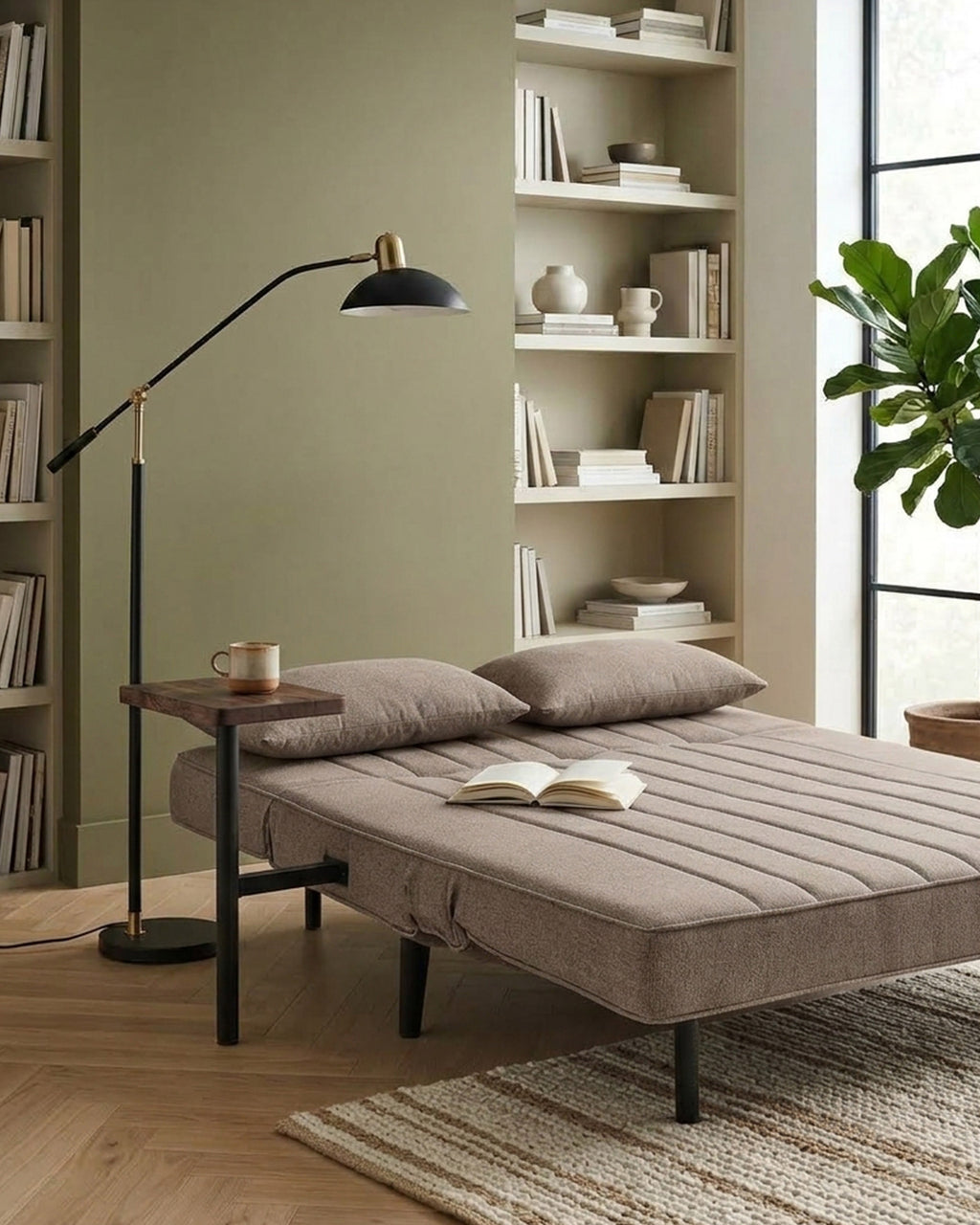 Sofá cama MYLLA com mesa de apoio
