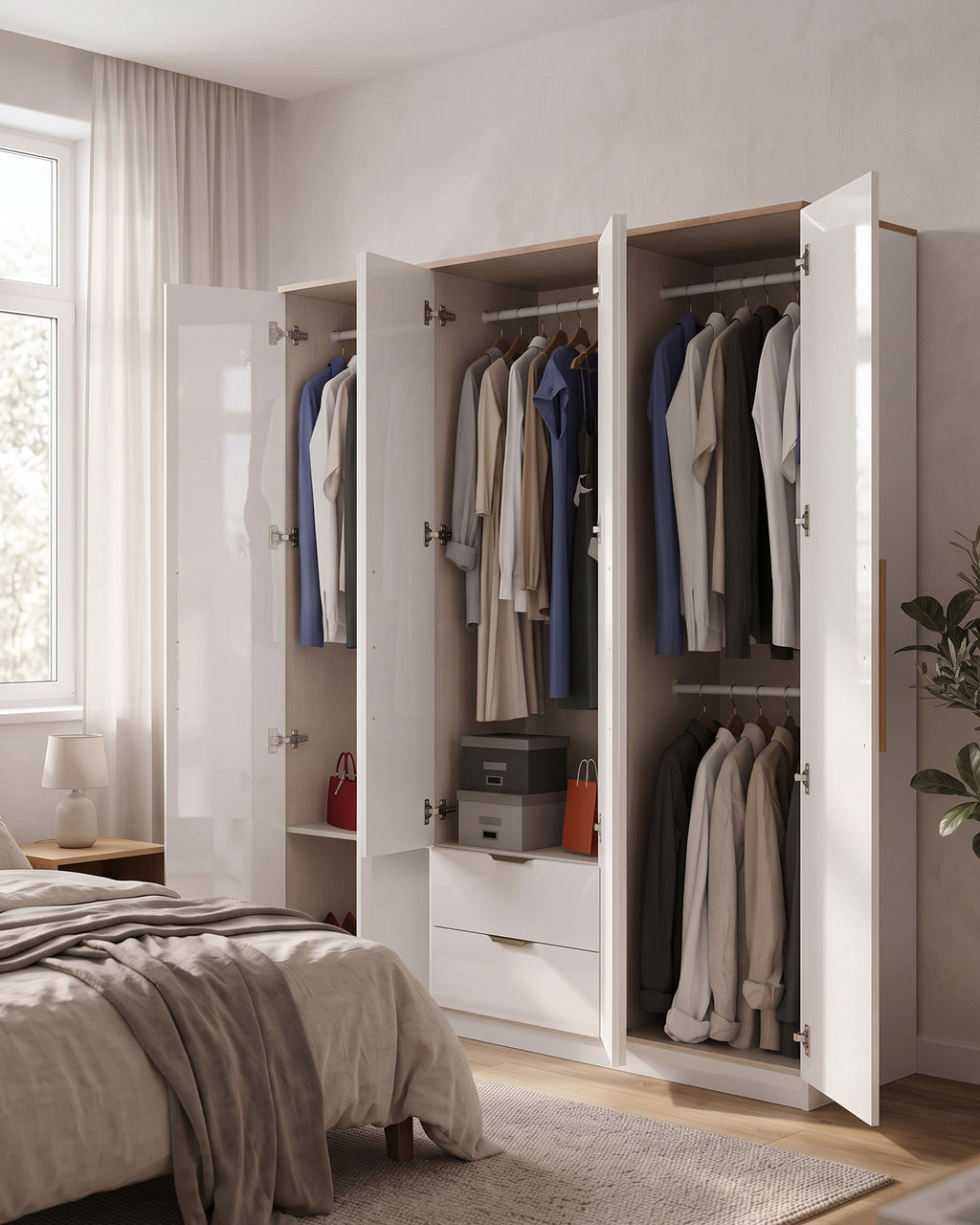 ALENA Wardrobe with 6 doors and 2 drawers