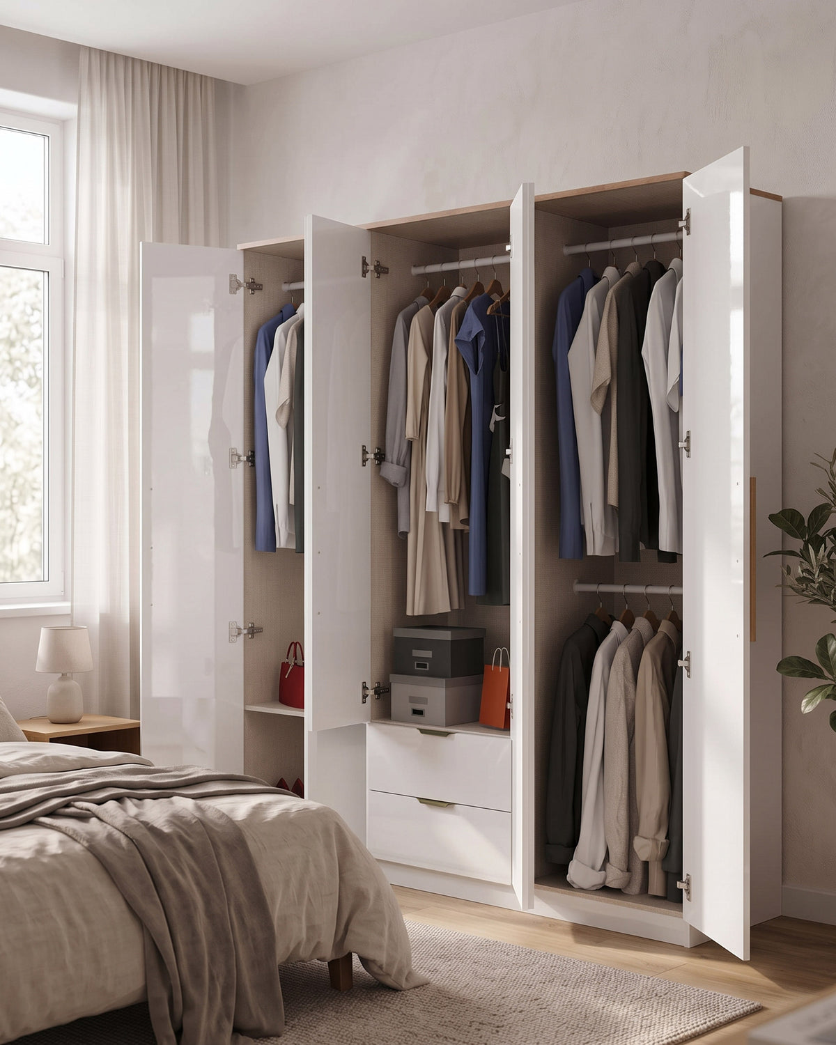 ALENA Wardrobe with 6 doors and 2 drawers
