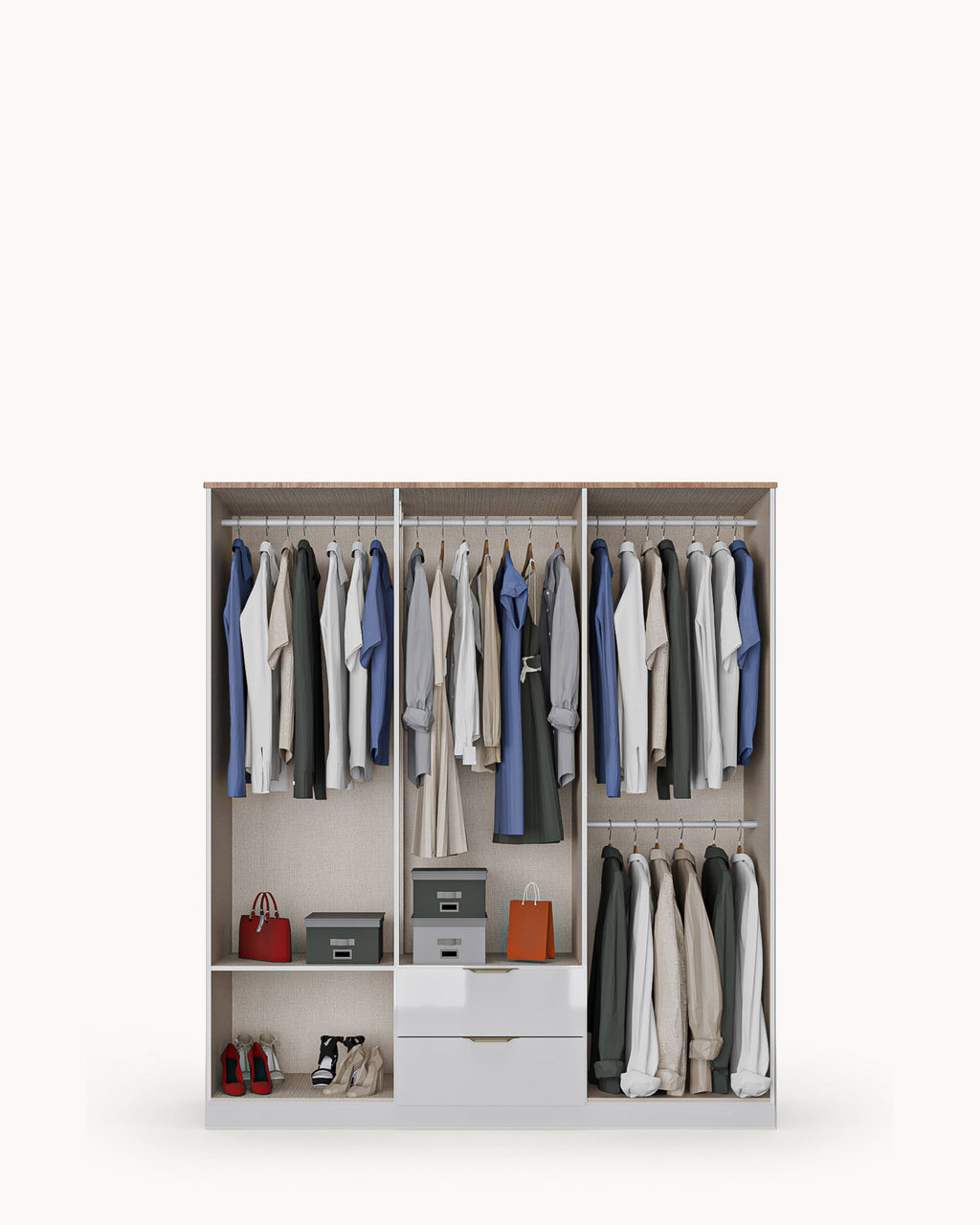 ALENA Wardrobe with 6 doors and 2 drawers