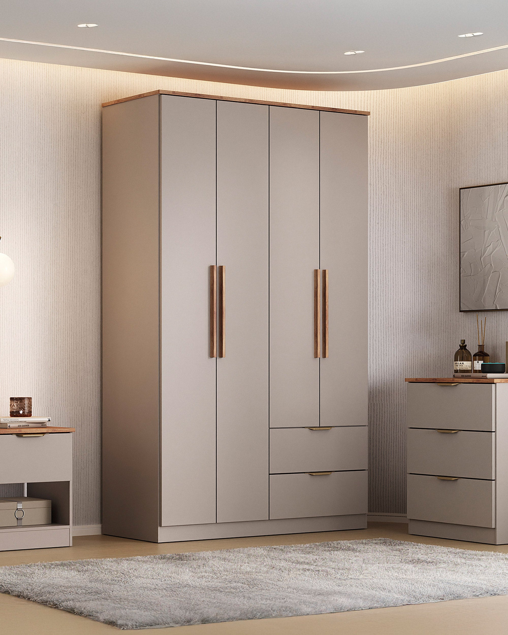 ALENA Wardrobe with 4 doors and 2 drawers