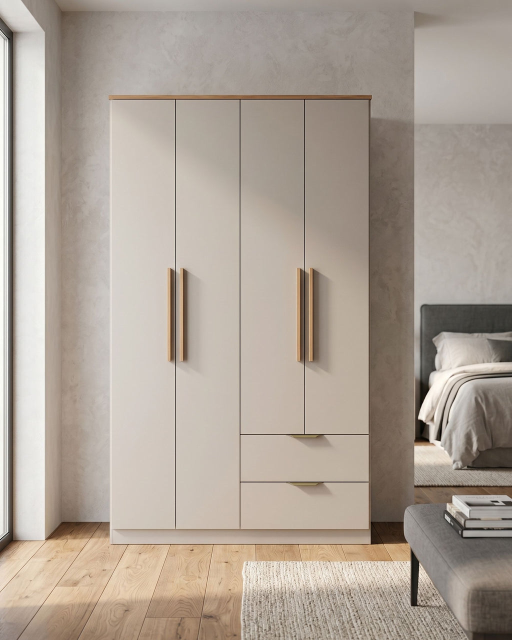 ALENA Wardrobe with 4 doors and 2 drawers