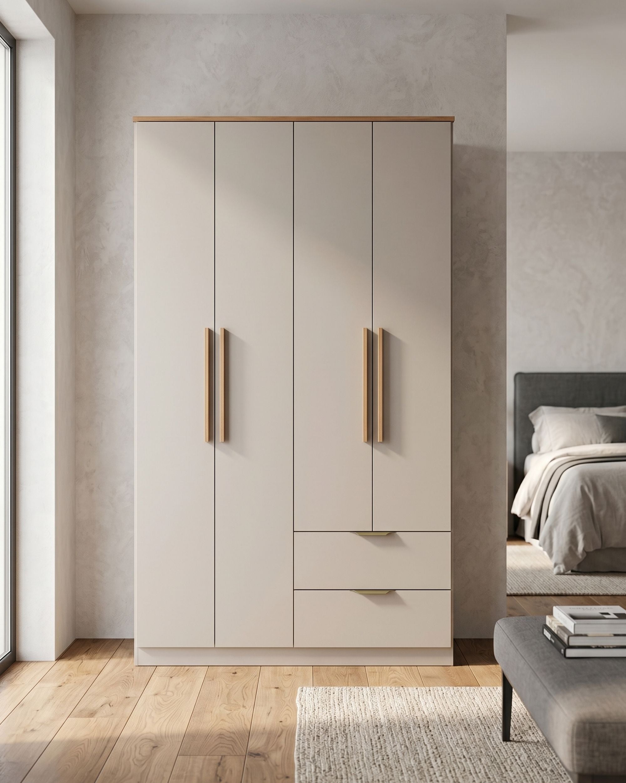 ALENA Wardrobe with 4 doors and 2 drawers