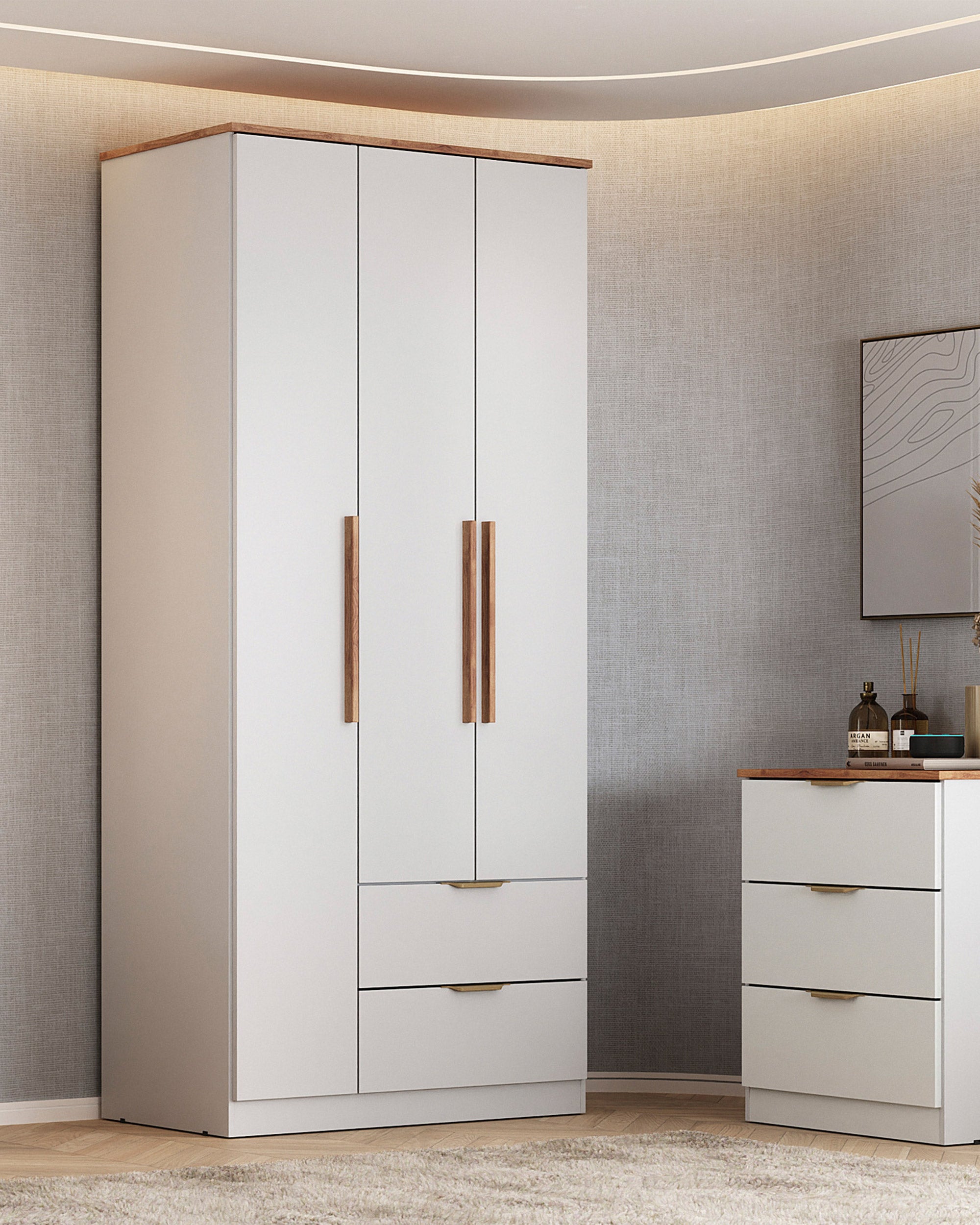 ALENA wardrobe with 3 doors and 2 drawers