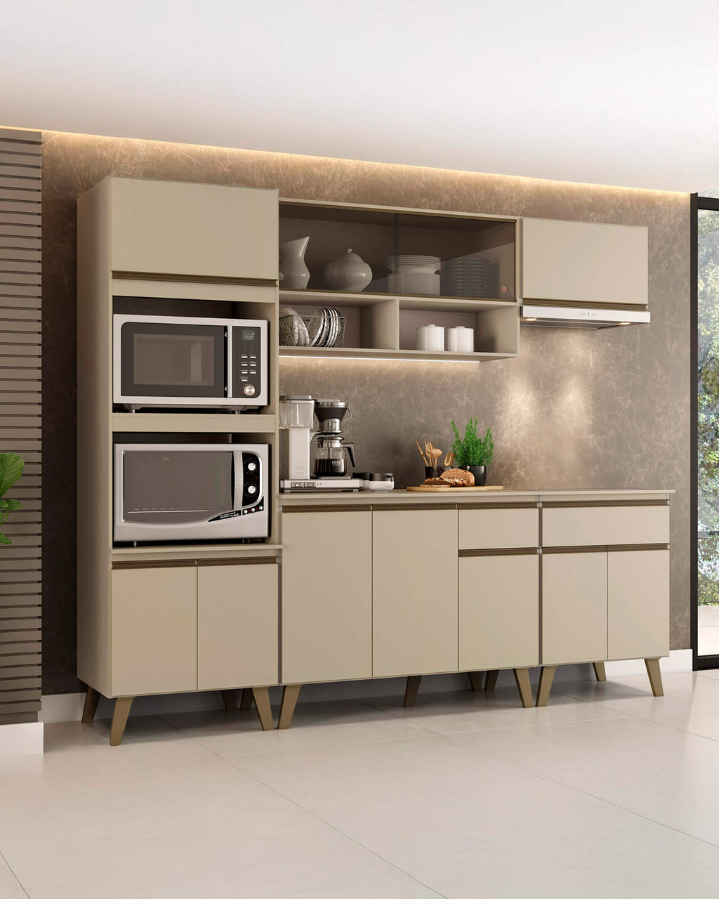 Móvel auxiliar de cozinha KENAN com 3 portas