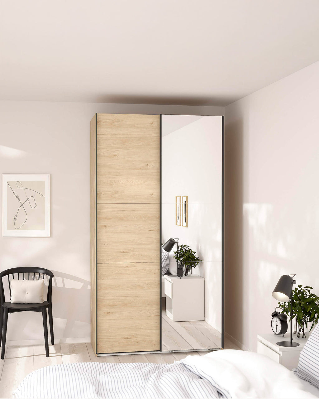Armario COMO con 2 puertas, espejo y cómoda integrada
