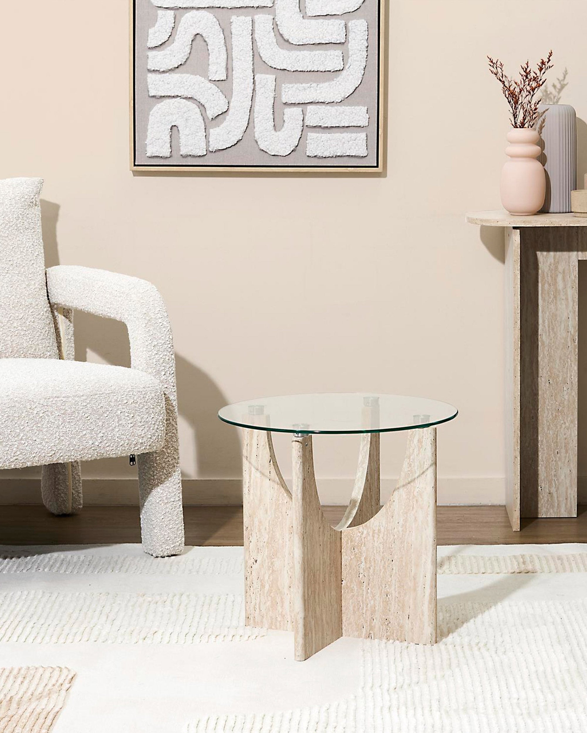 PIETRA round glass side table