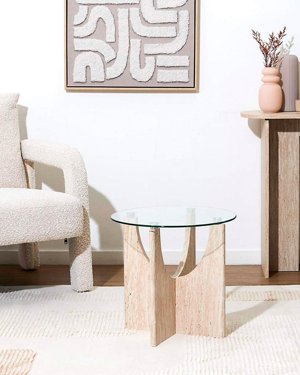 Mesa auxiliar redonda PIETRA de cristal