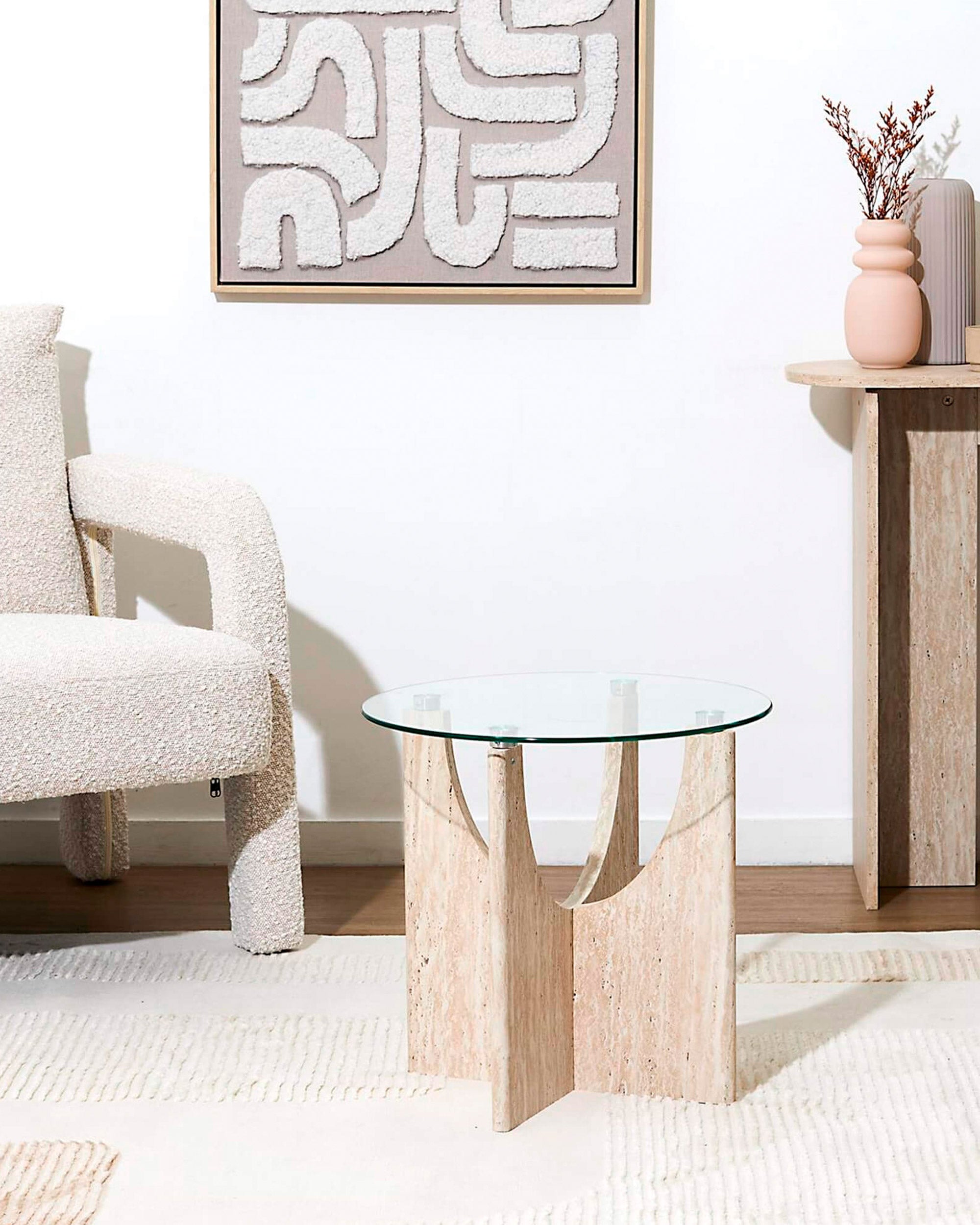 Mesa auxiliar redonda PIETRA de cristal