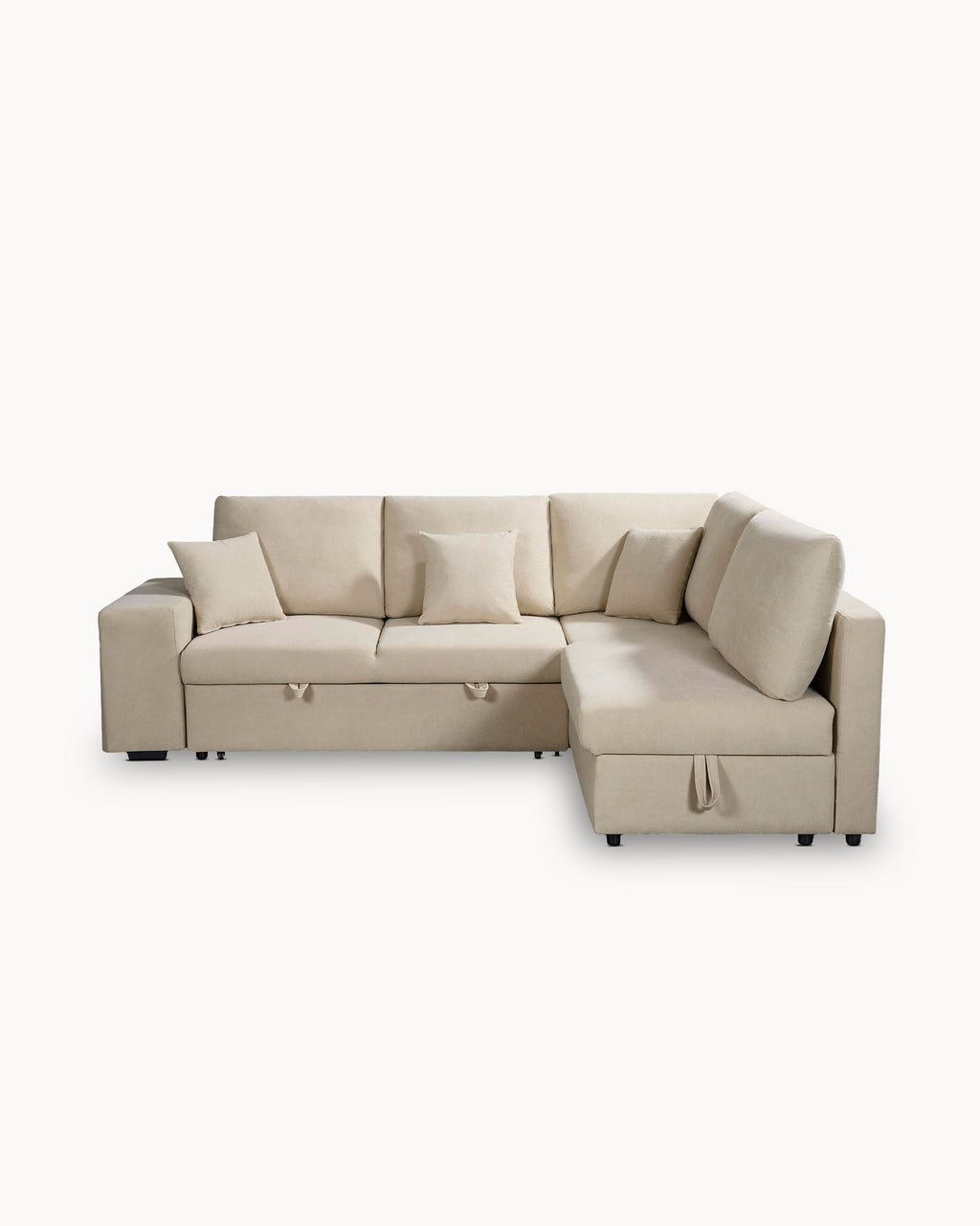 Sofá rinconero HUTCH II con cama, arcón y pufs