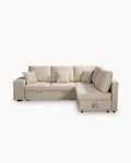 Sofá rinconero HUTCH II con cama, arcón y pufs