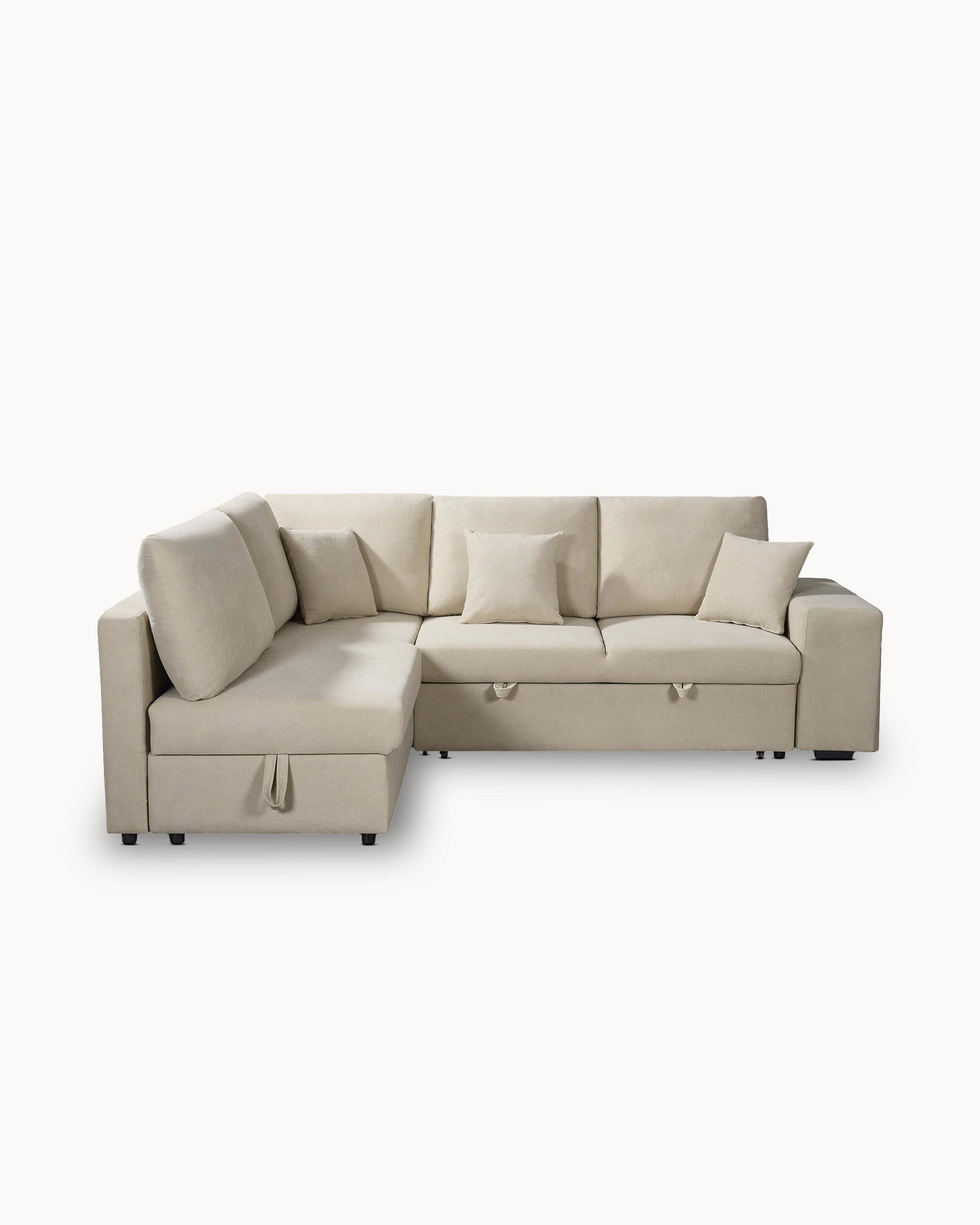 HUTCH II corner sofa with bed, storage, and ottomans