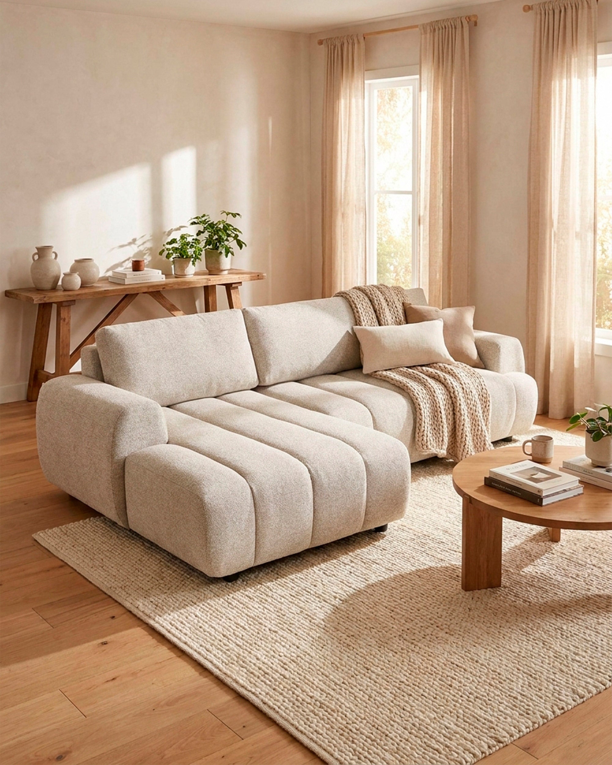 IMPRESSION chaise longue sofa with bed and storage chest