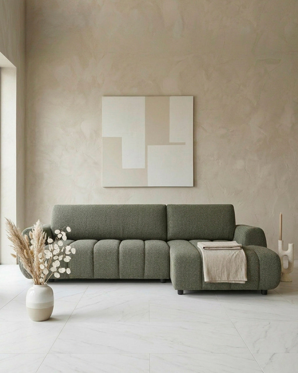 Sofá chaise longue IMPRESSION con cama y arcón