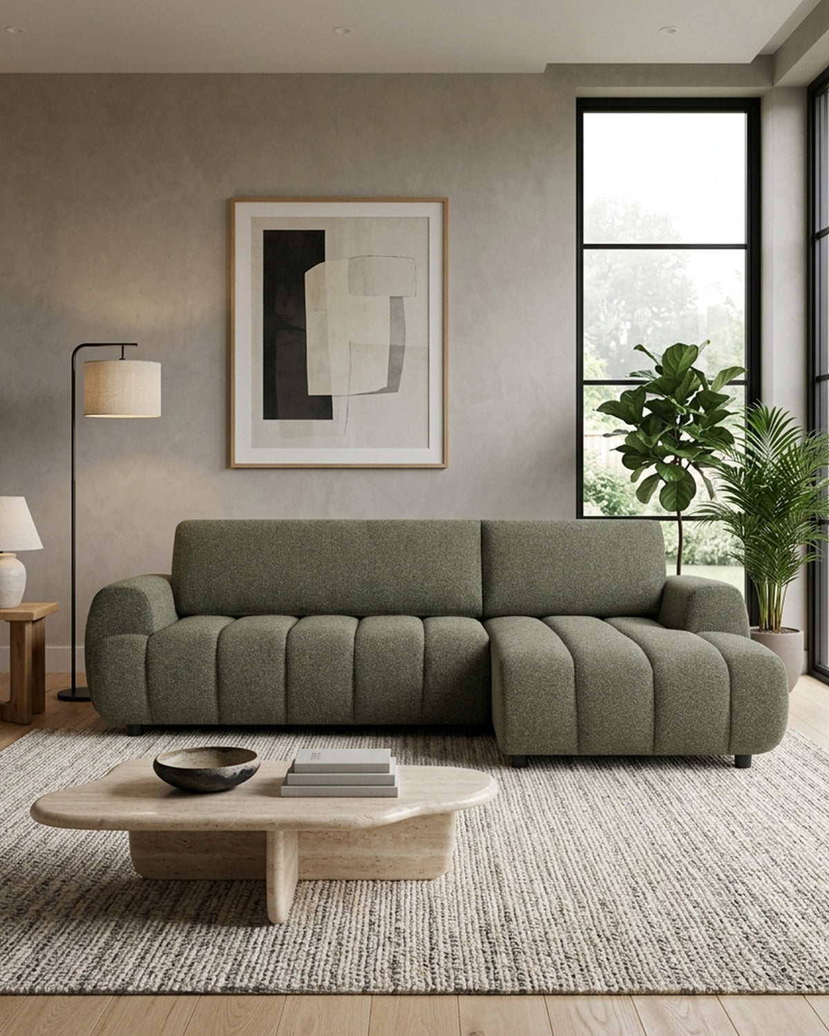 Sofá chaise longue IMPRESSION con cama y arcón