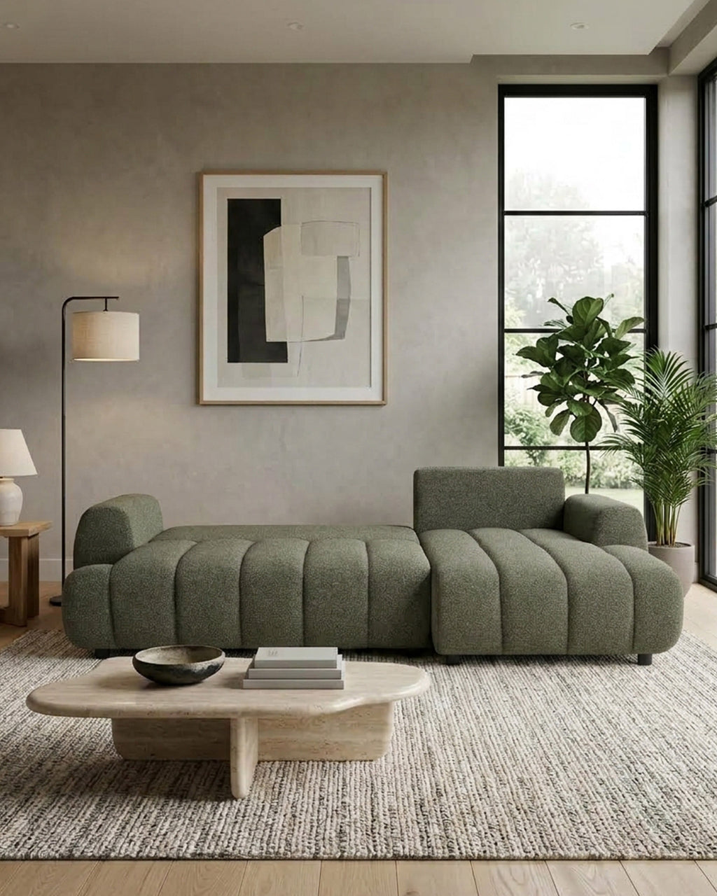 Sofá chaise longue IMPRESSION con cama y arcón