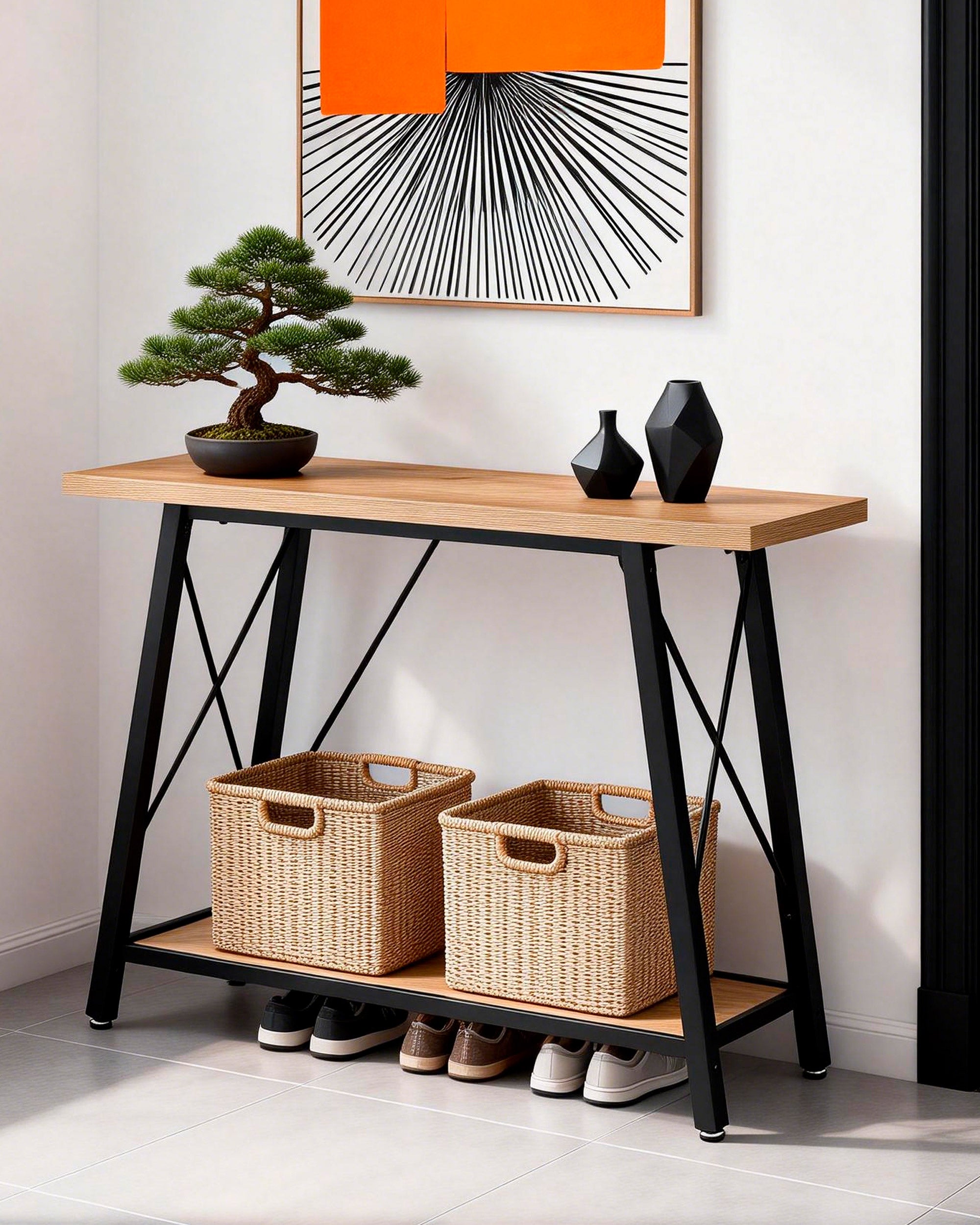 ELINE entryway console table with 1 shelf