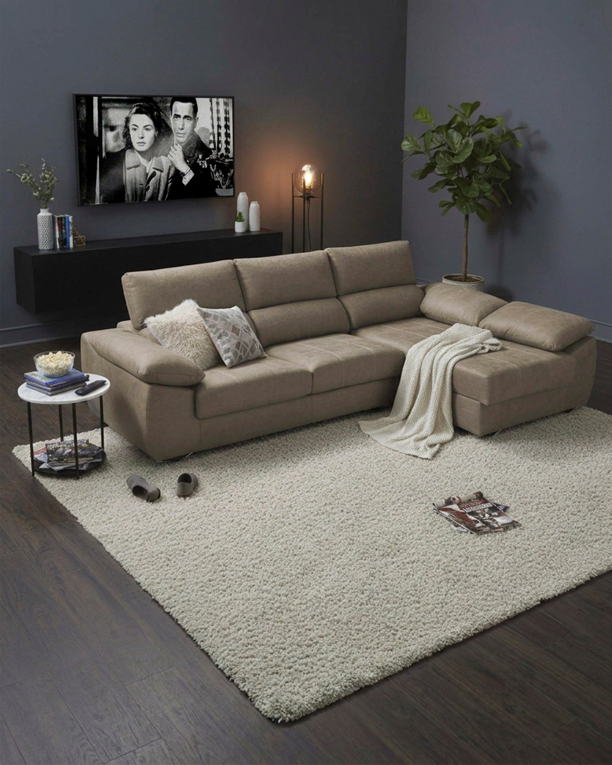 MALIBU chaise longue sofa with 2 sliding seats