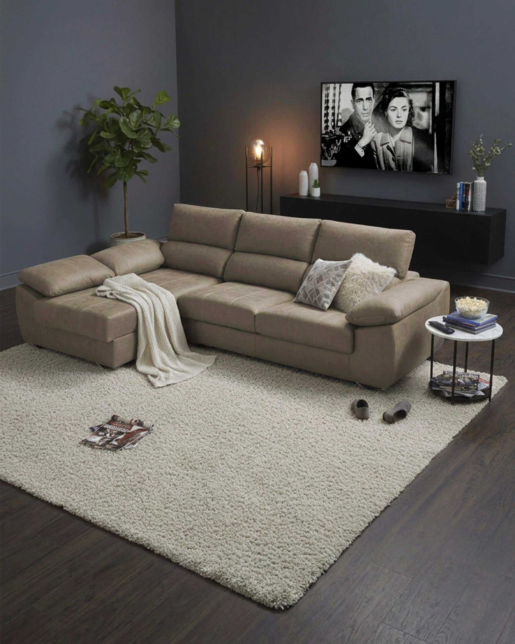 MALIBU chaise longue sofa with 2 sliding seats