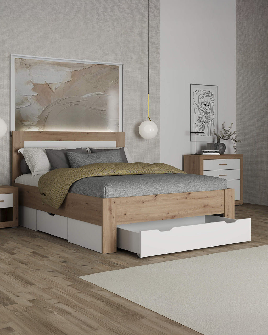 CARTENA double bed with 3 drawers