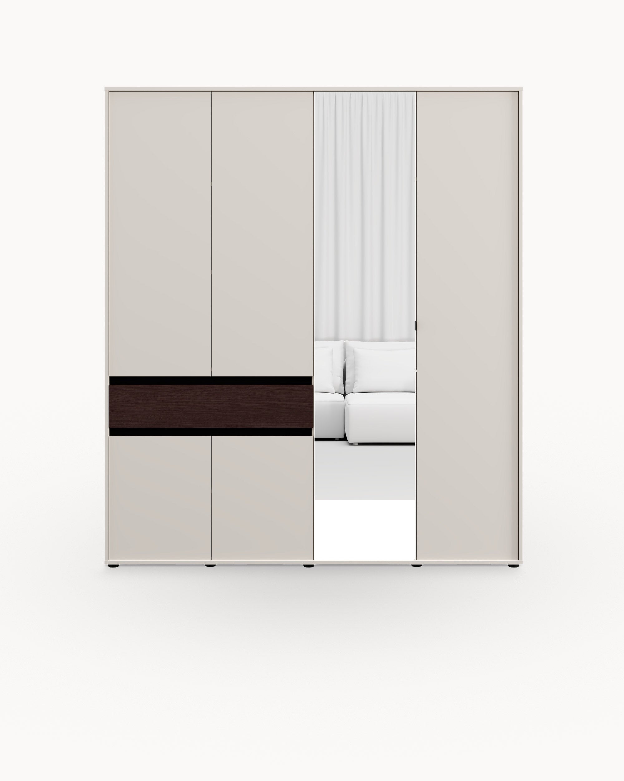 COLHIDA wardrobe with mirror, 6 doors and 1 drawer
