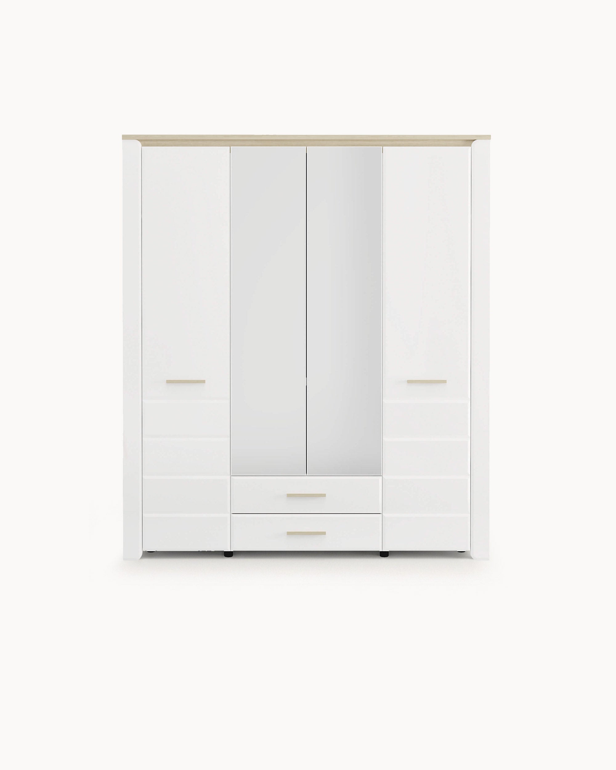 ABERDEEN wardrobe with mirror, 4 doors and 2 drawers
