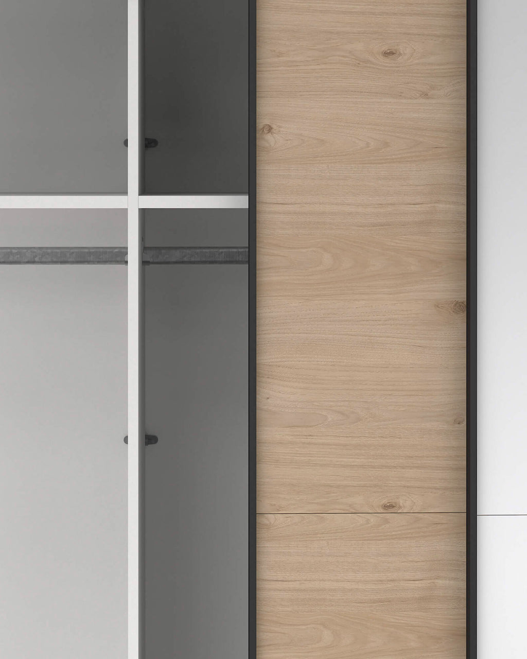 Wardrobe COMO with 2 doors, mirror, and integrated chest of drawers