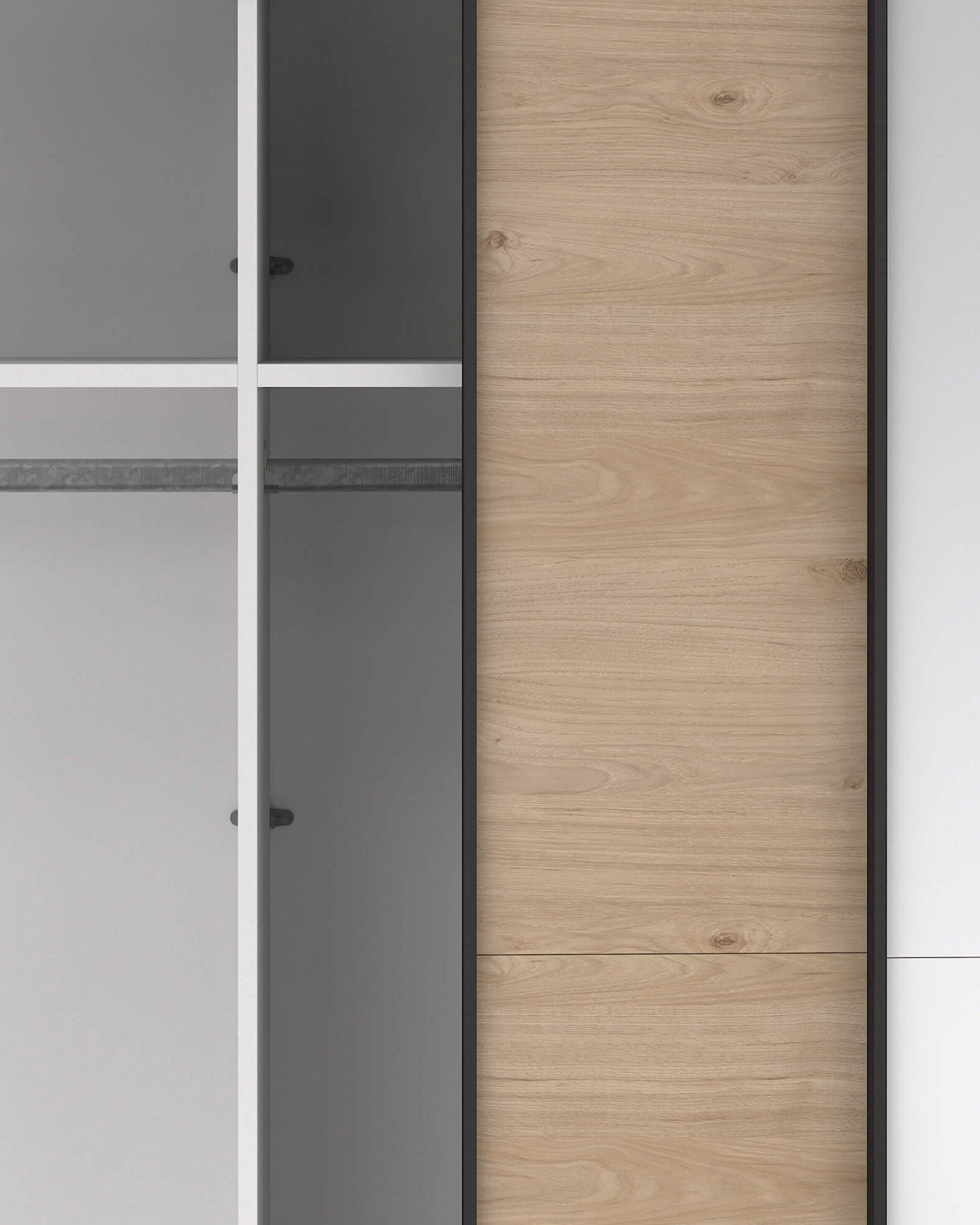 Wardrobe COMO with 2 doors, mirror, and integrated chest of drawers
