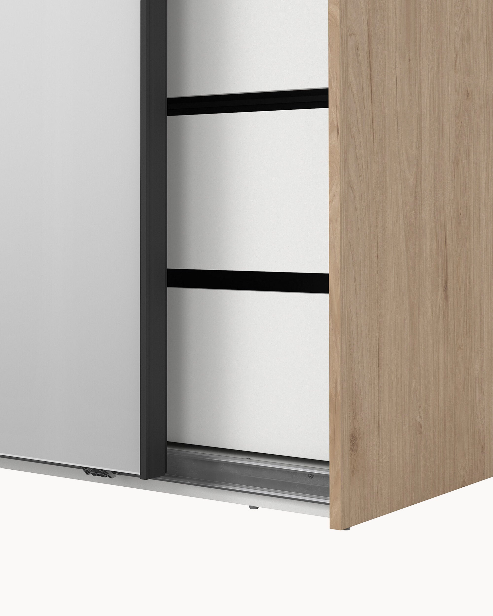 Wardrobe COMO with 2 doors, mirror, and integrated chest of drawers