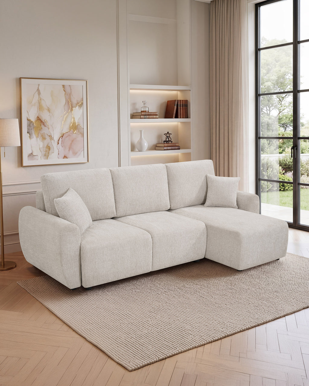 COTTA reversible chaise longue sofa with bed and storage chest