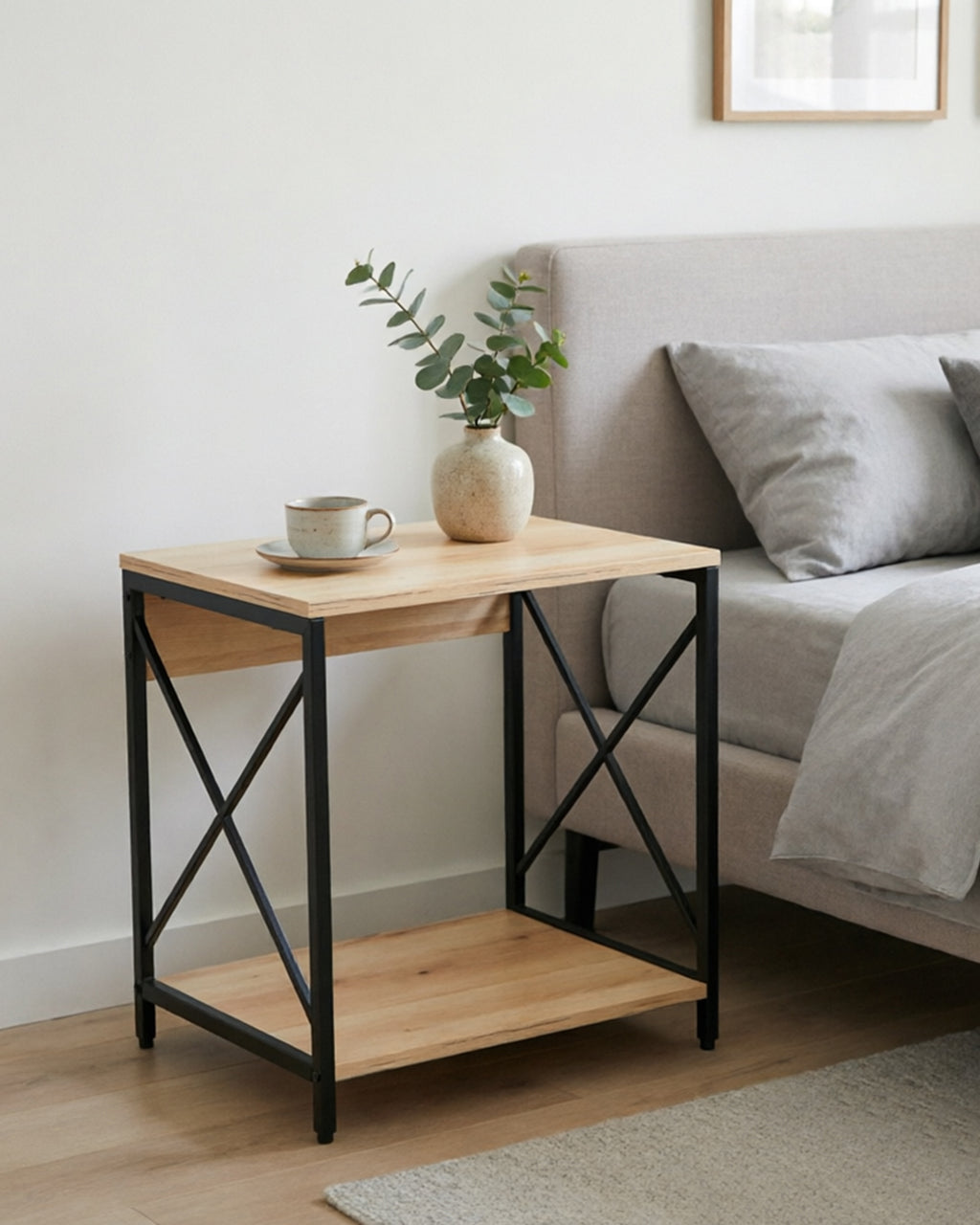 RANCHO bedside table with 1 shelf