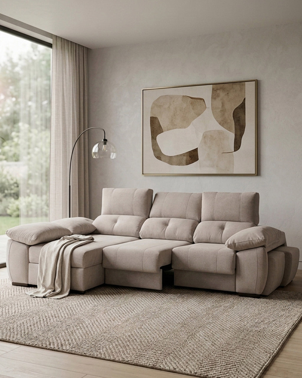 Sofá chaise Longue ANDOR com cama,baús e puffs