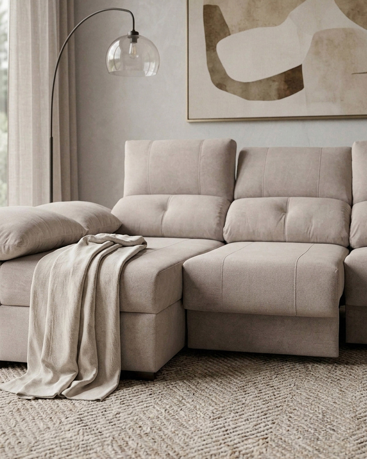 Sofá chaise Longue ANDOR com cama,baús e puffs