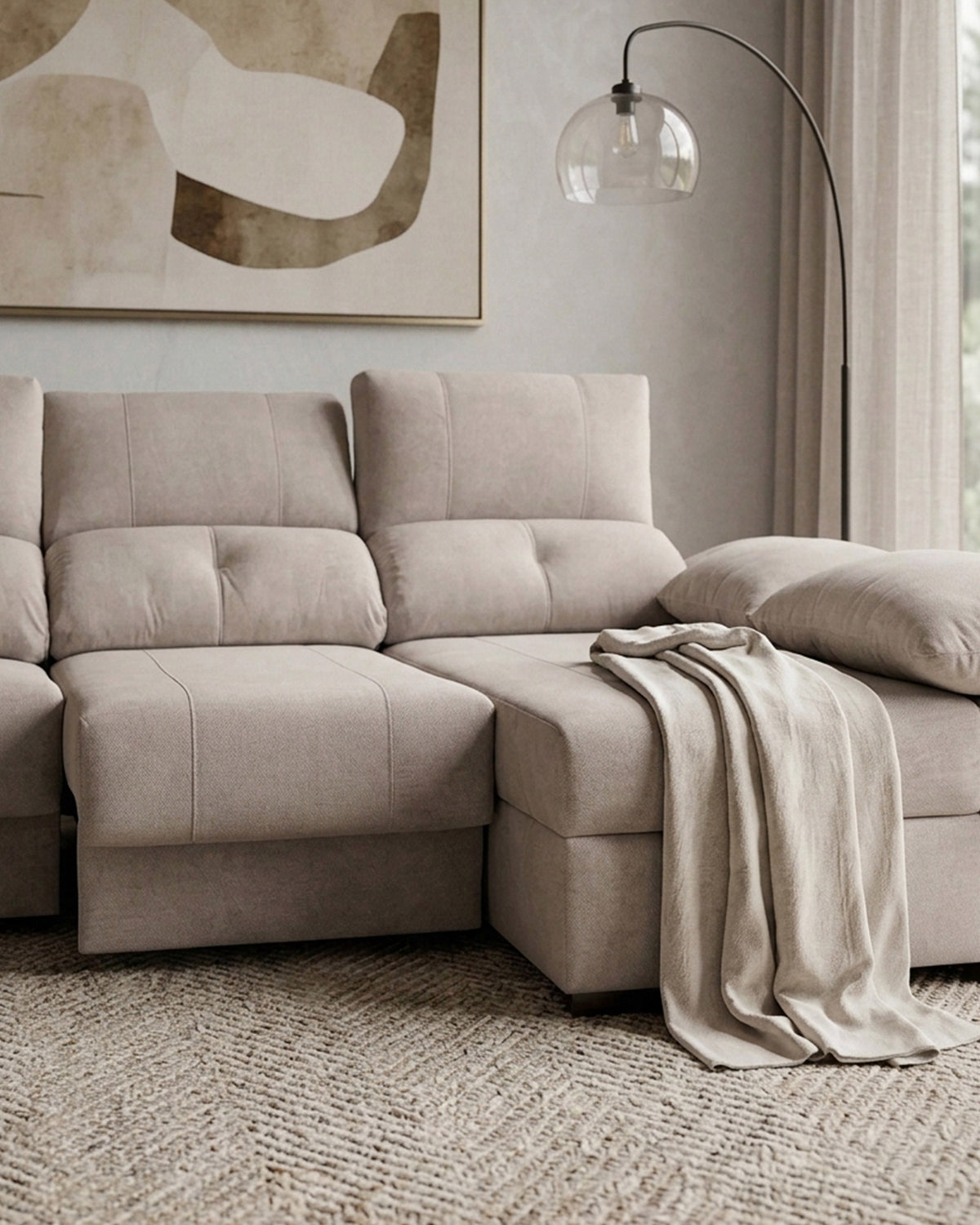Sofá chaise Longue ANDOR com cama,baús e puffs