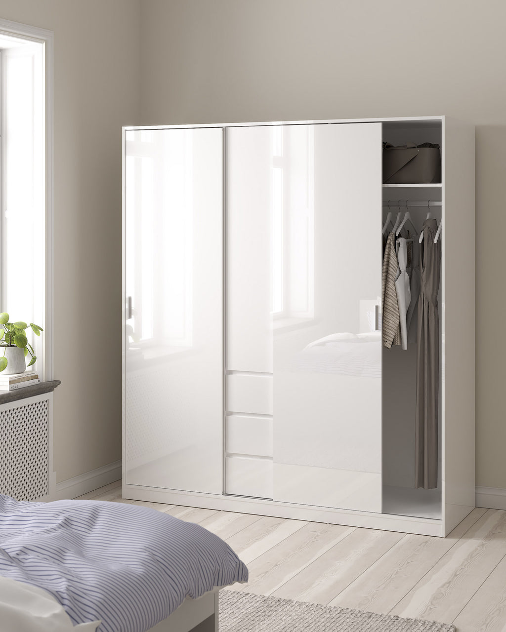 Roupeiro NEW MATRIX SHINY com 3 portas e 3 gavetas