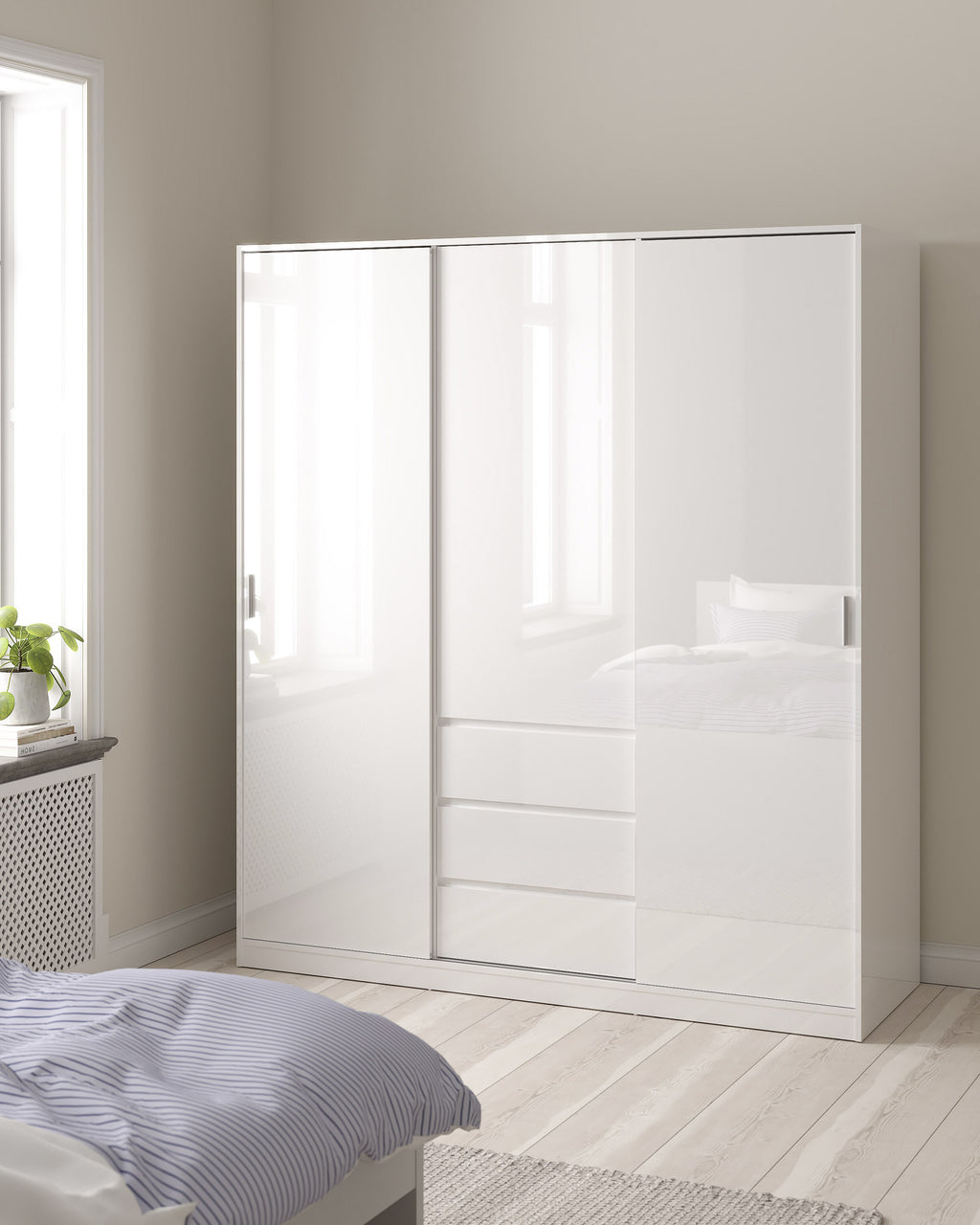 Roupeiro NEW MATRIX SHINY com 3 portas e 3 gavetas
