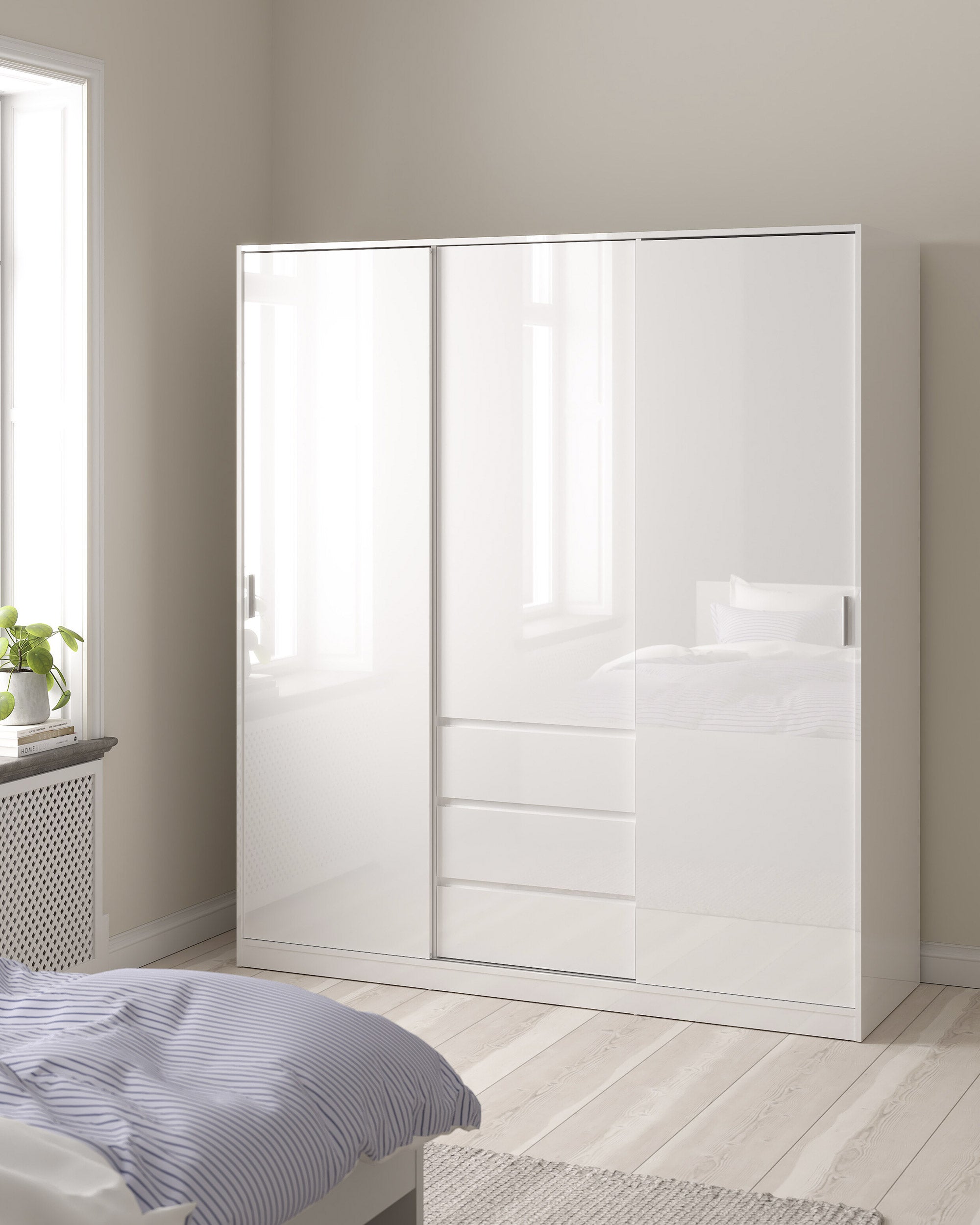 NEW MATRIX SHINY Wardrobe with 3 doors and 3 drawers