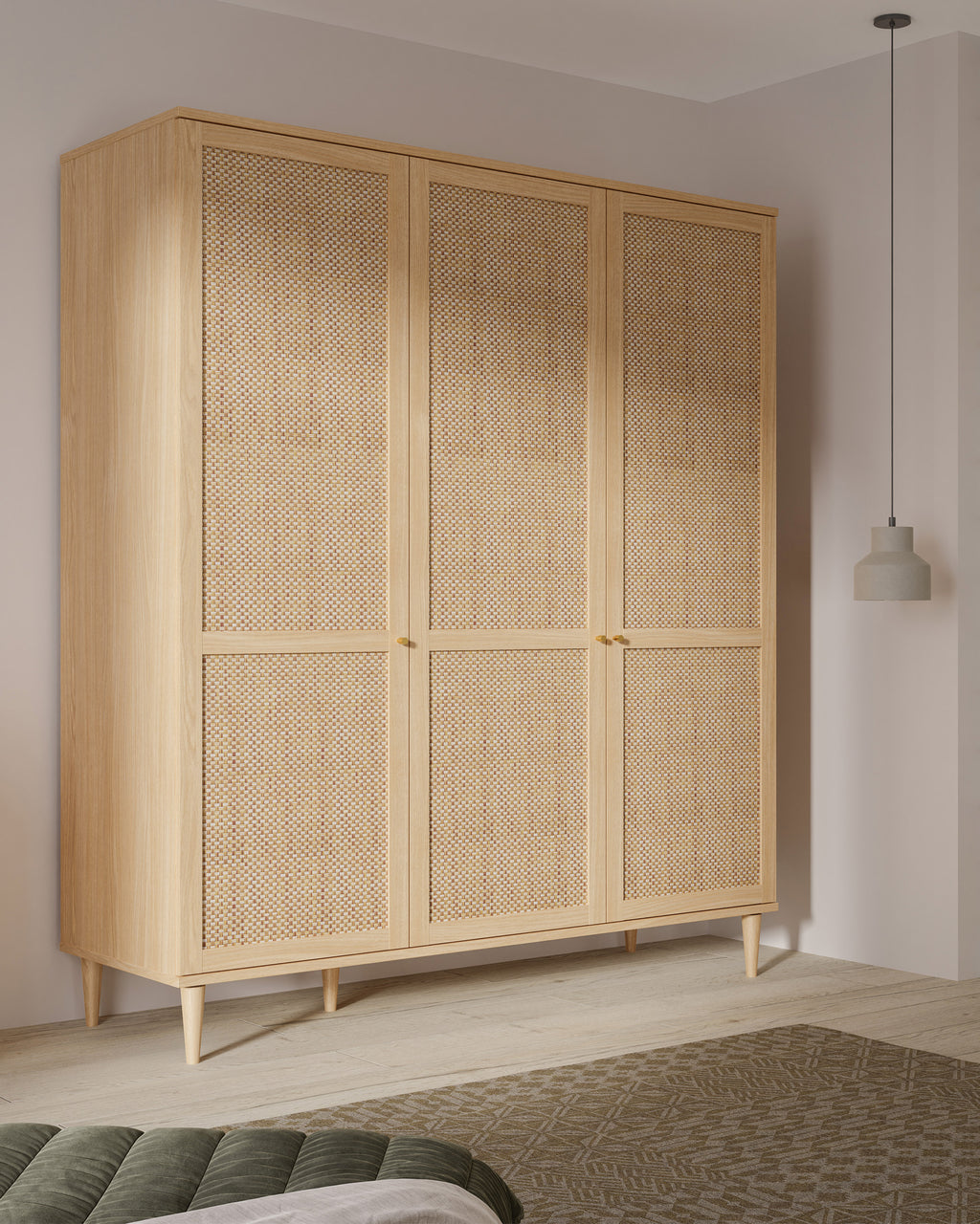 VIMEA wardrobe in rattan and 3 doors