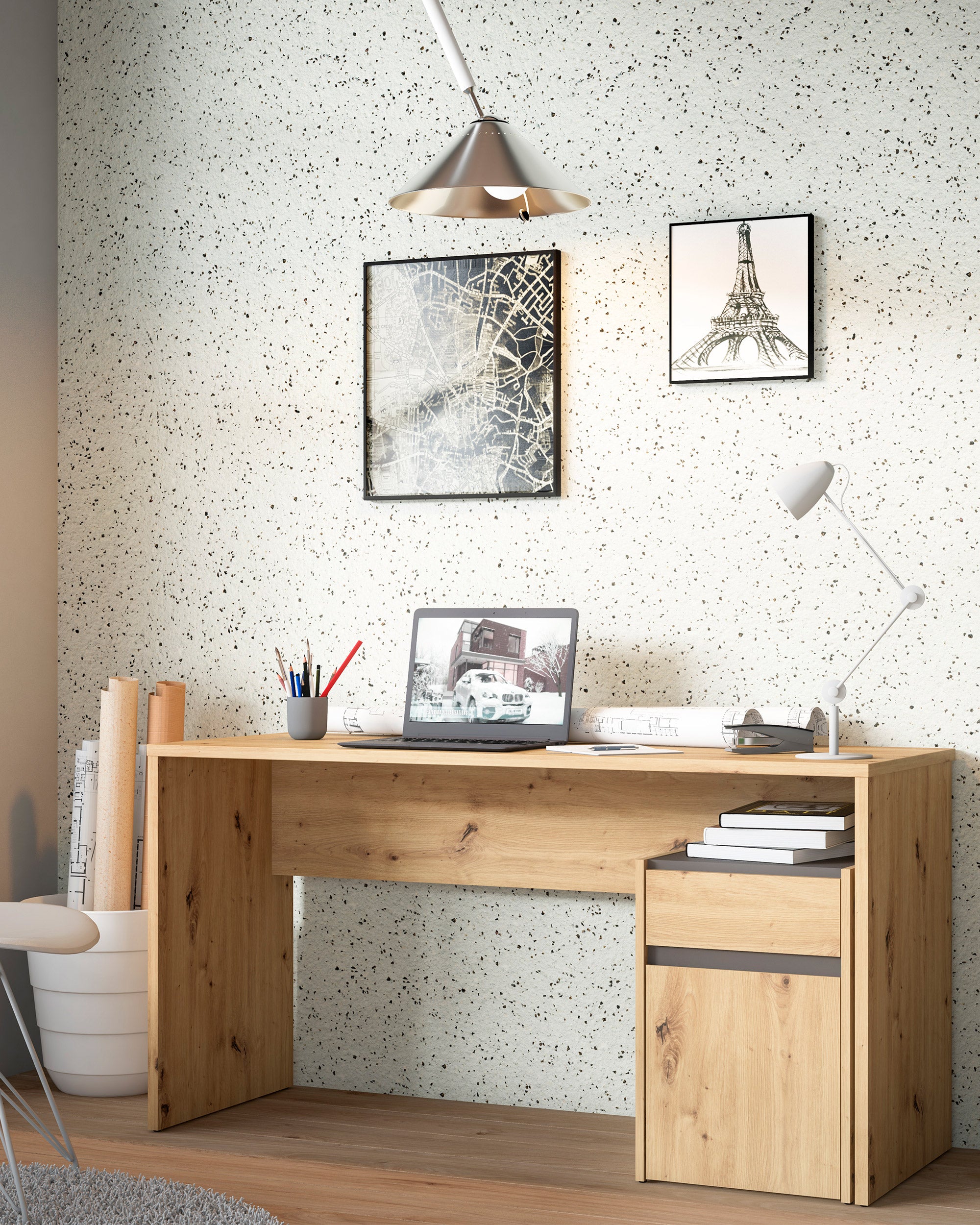MAGNUS desk with 1 door and 1 drawer