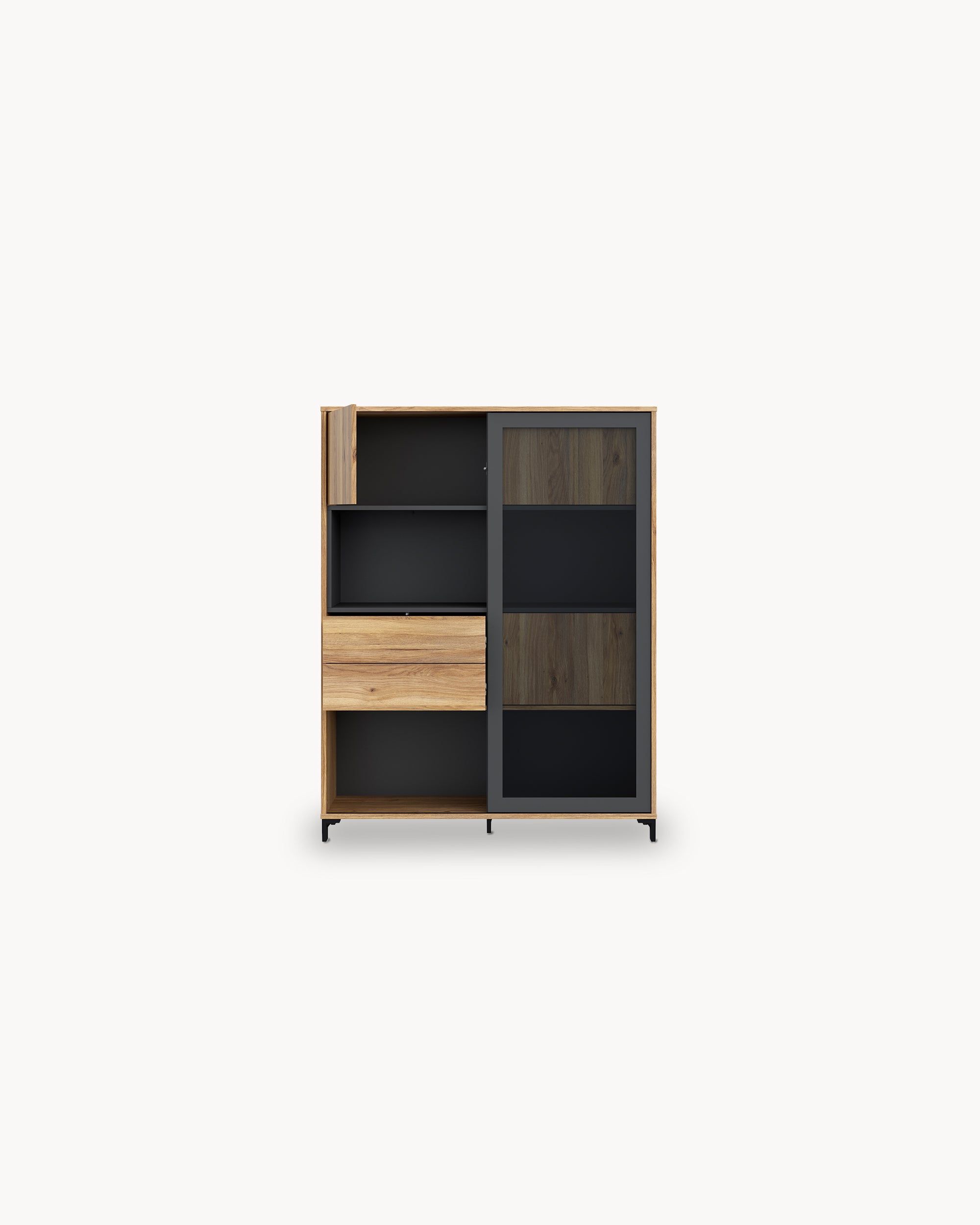 NERO Tall sideboard with 4 doors and 2 drawers