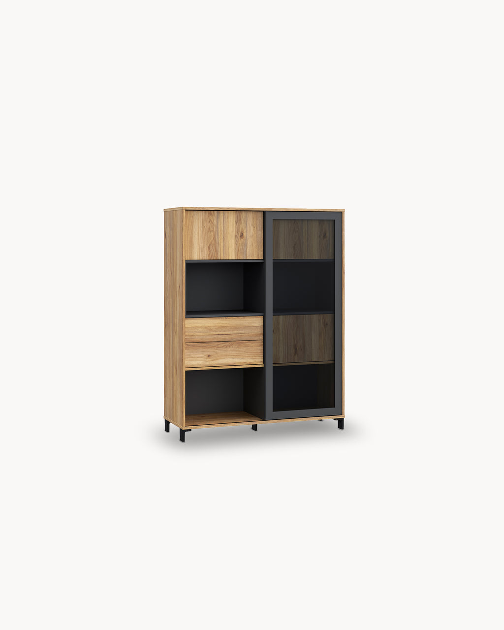 NERO Tall sideboard with 4 doors and 2 drawers
