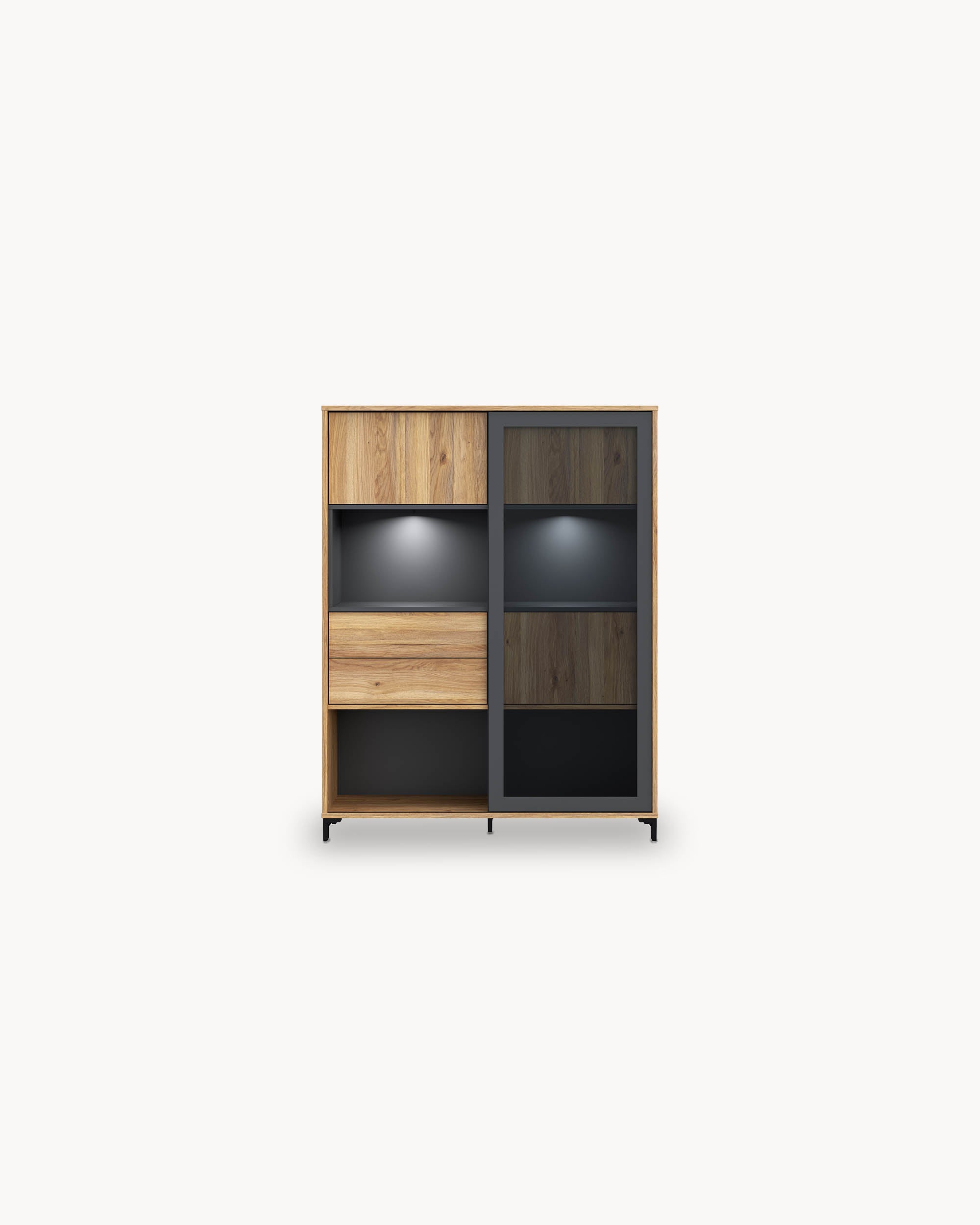 NERO Tall sideboard with 4 doors and 2 drawers