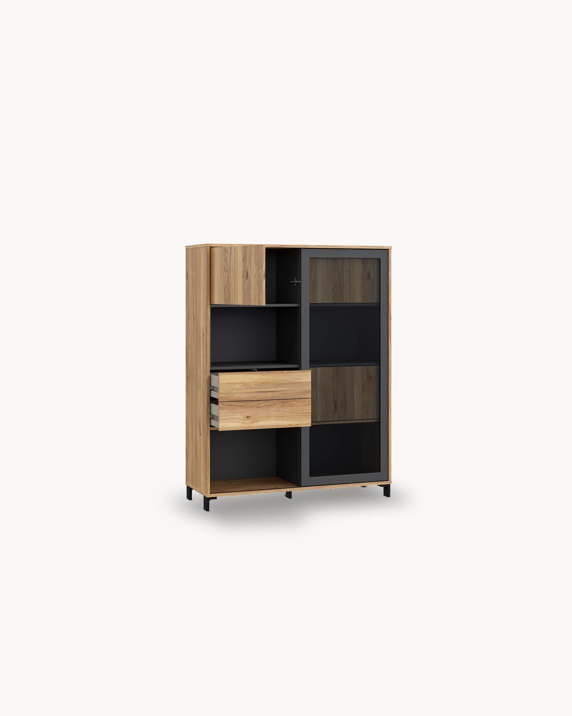 NERO Tall sideboard with 4 doors and 2 drawers