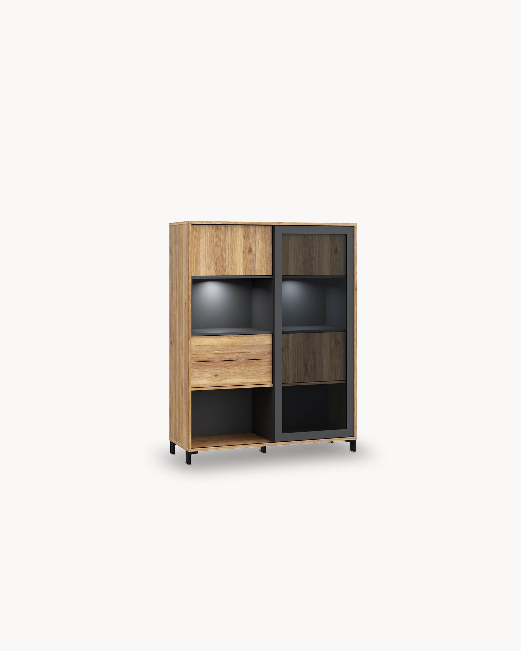 NERO Tall sideboard with 4 doors and 2 drawers