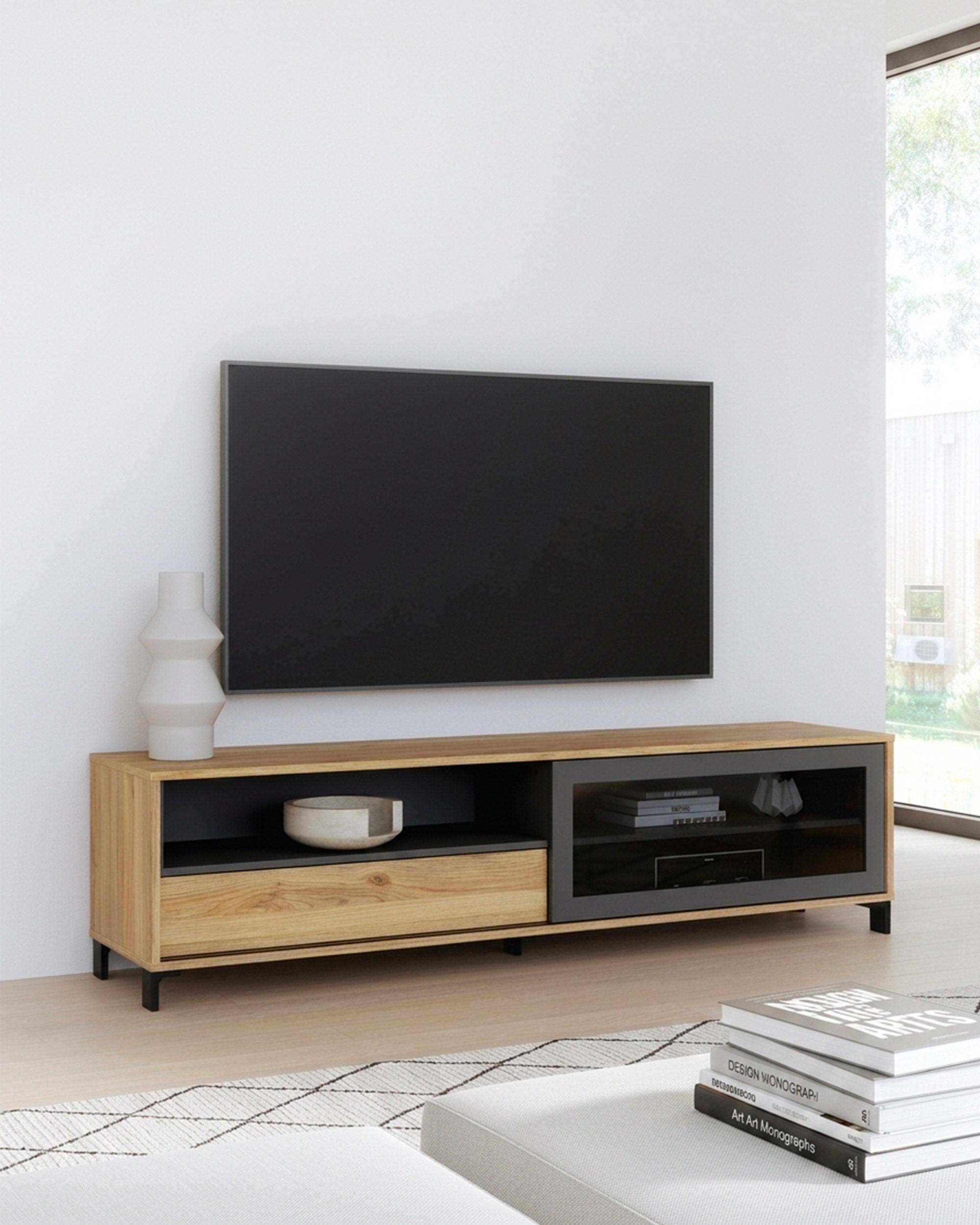 NERO TV unit with 1 door and 1 drawer